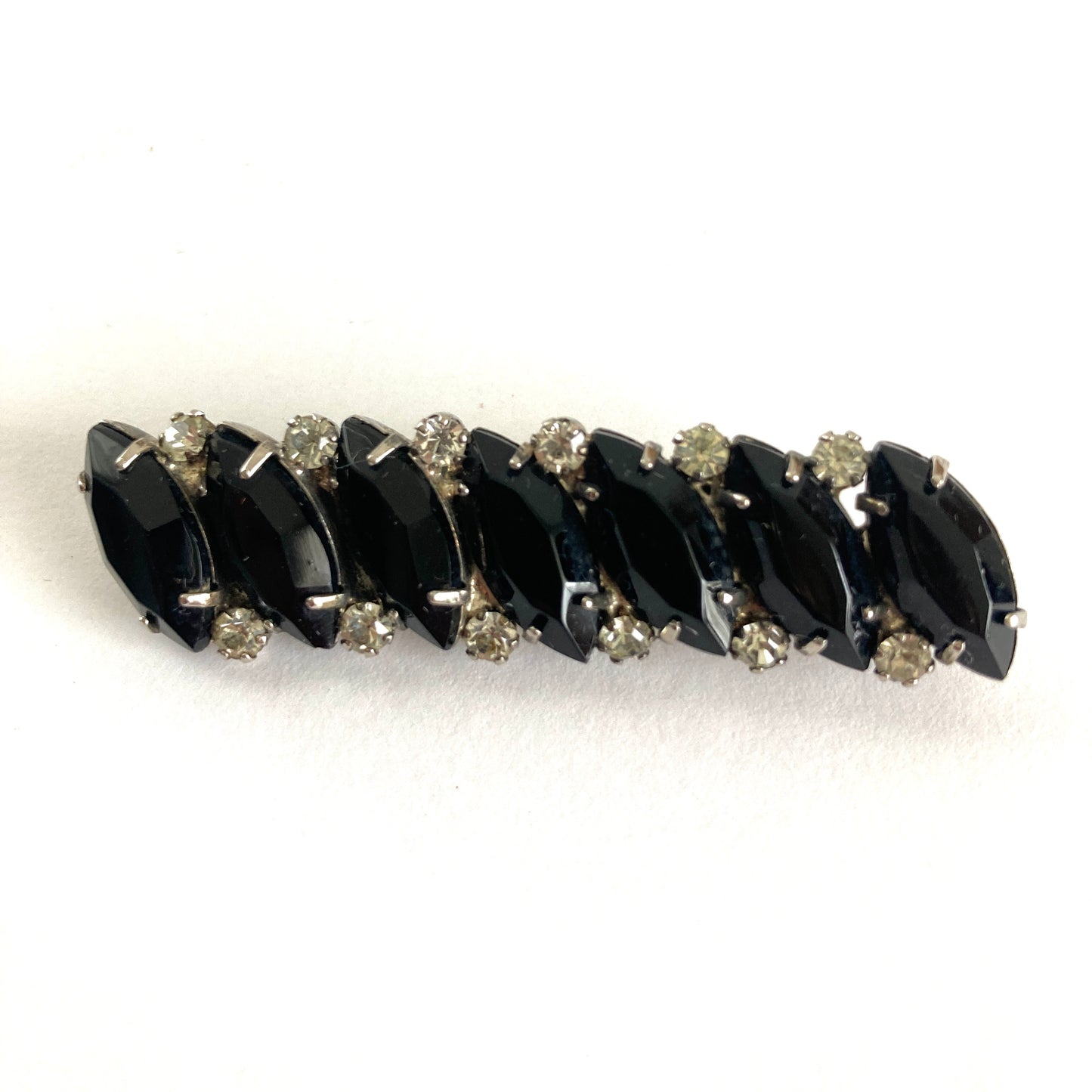 Black Marquise Rhinestone Bar Brooch