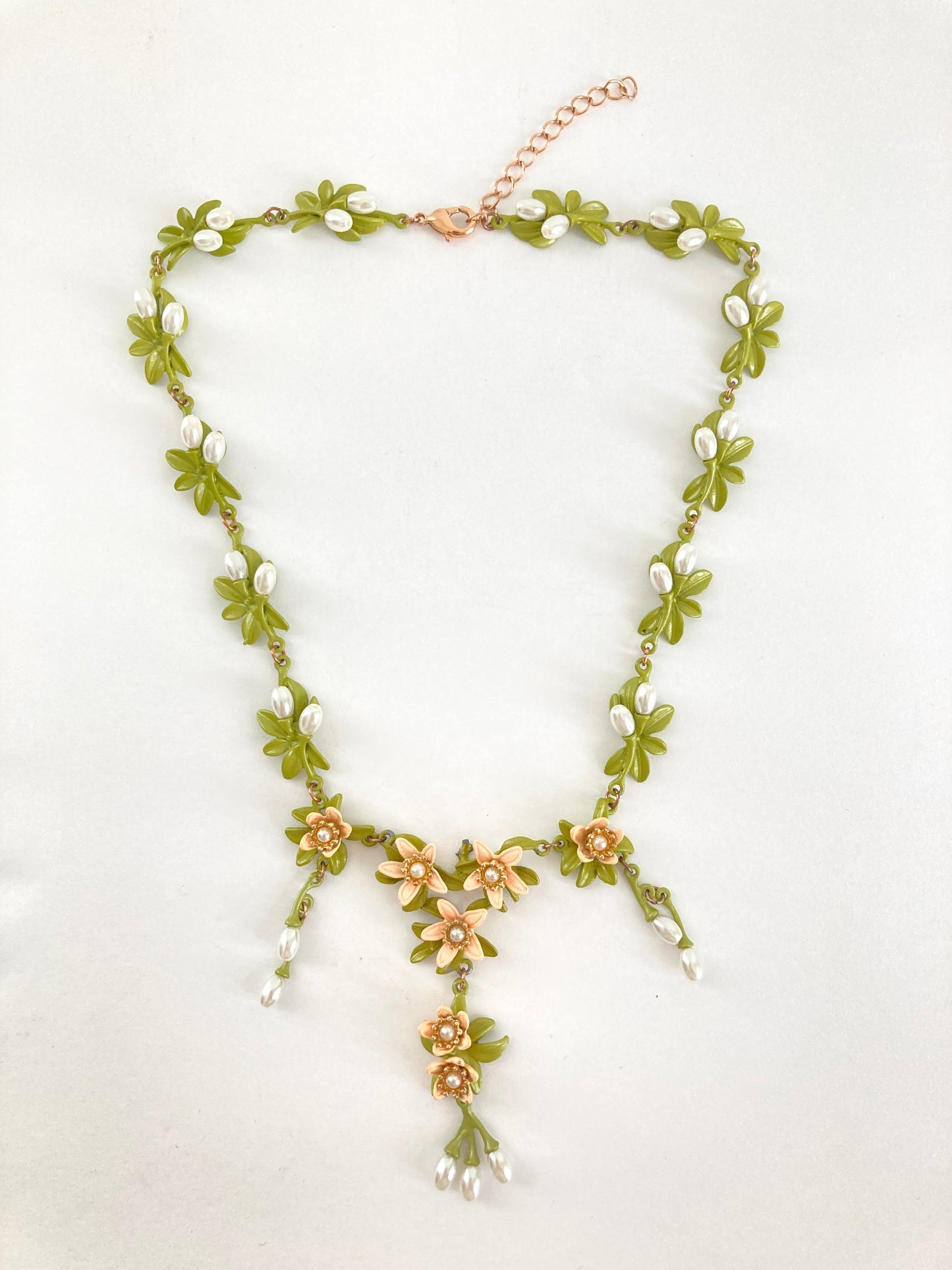 Enamel and Pearl Blossom Necklace