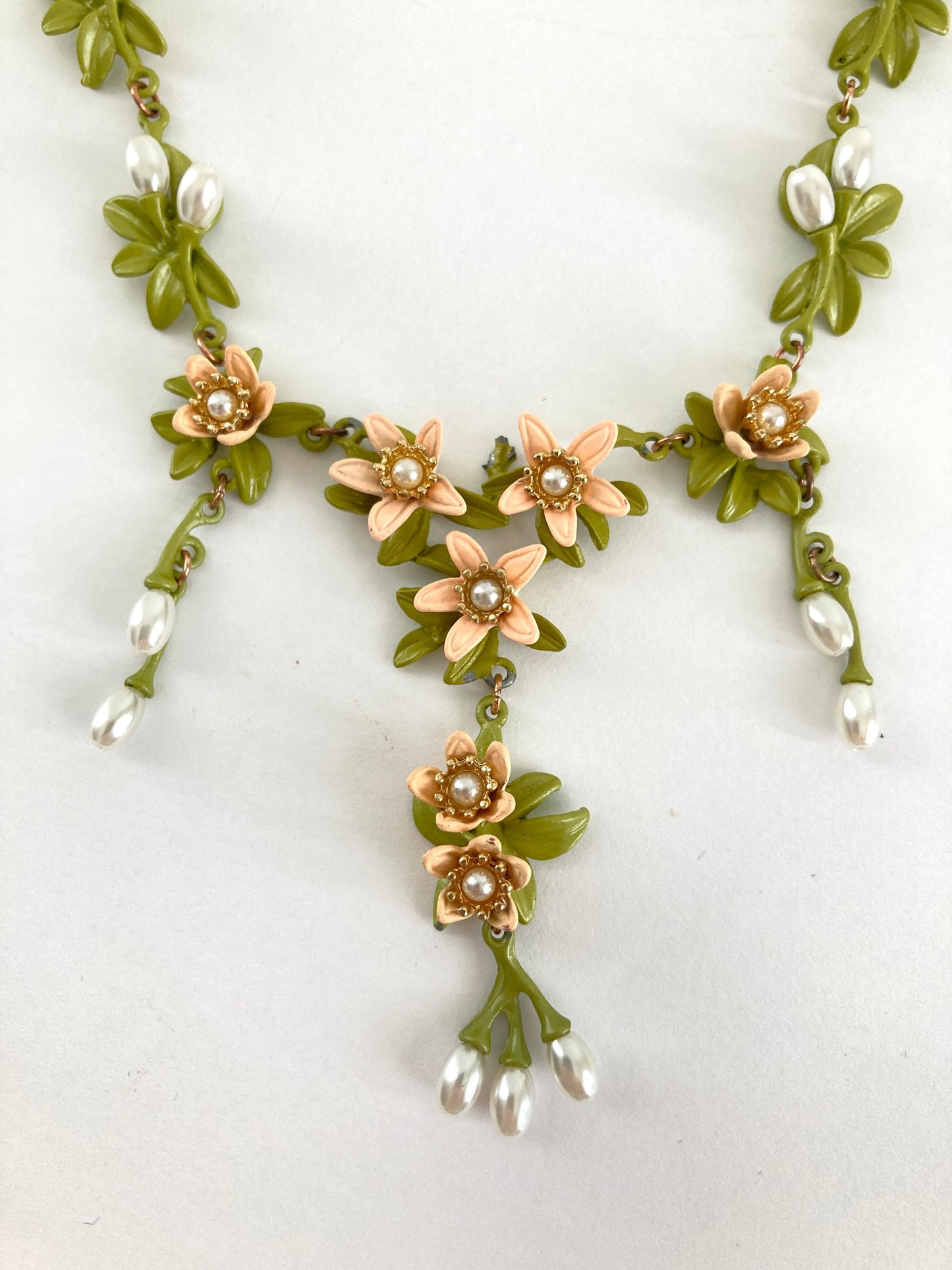 Enamel and Pearl Blossom Necklace