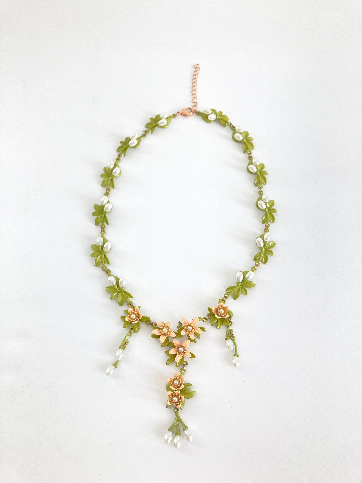 Enamel and Pearl Blossom Necklace