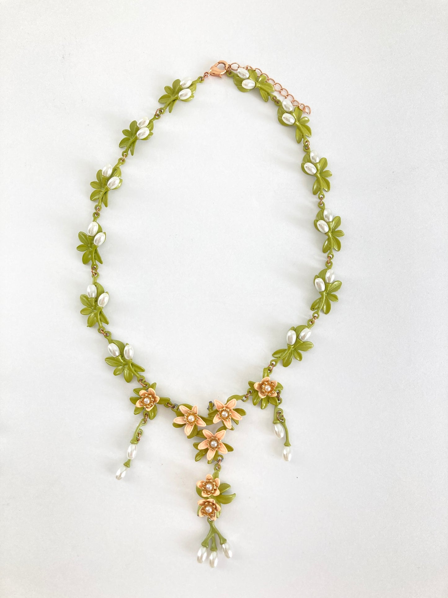 Enamel and Pearl Blossom Necklace