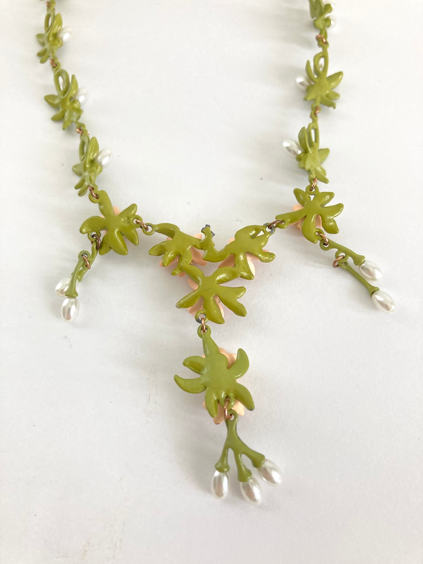 Enamel and Pearl Blossom Necklace