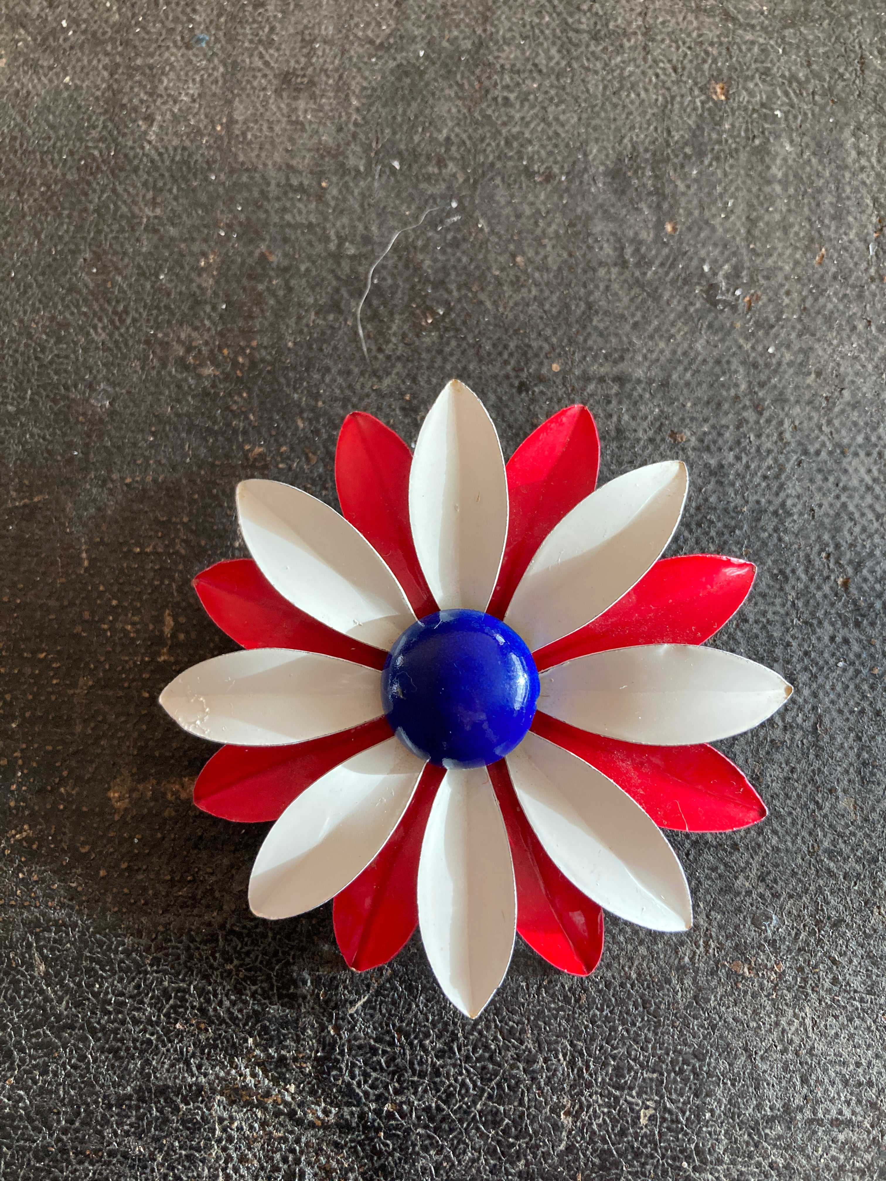 Large Patriotic Vintage Red, White sale and Blue Vintage Flower Brooch