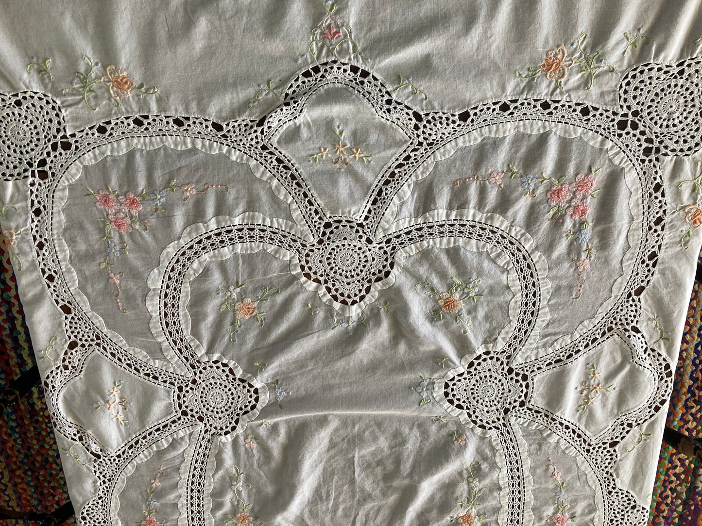 Large Cotton Embroidered Tablecloth Rectangle