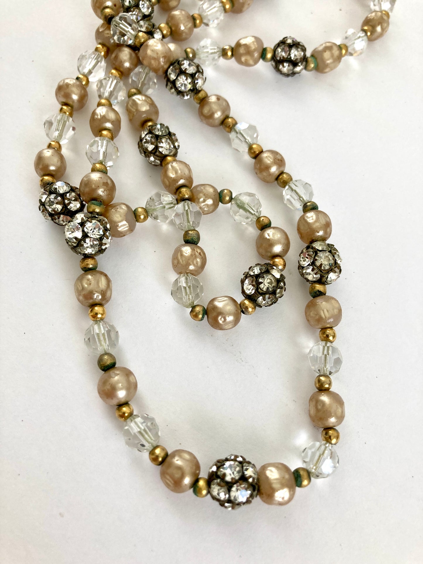 Vintage Elegant 60s Crystal, Rhinestone, & Pearl Necklace and Earrings