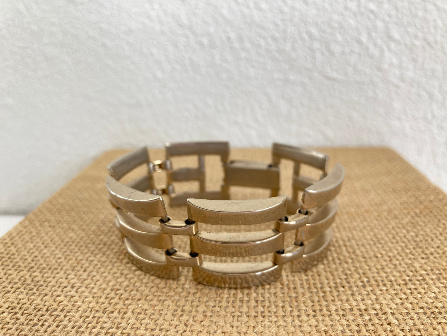 Chunky Tank Style Link Bracelet in Silver-tone Metal