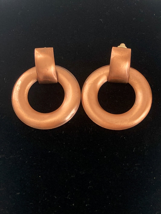 Copper Chunky Dangle Hoop Earrings