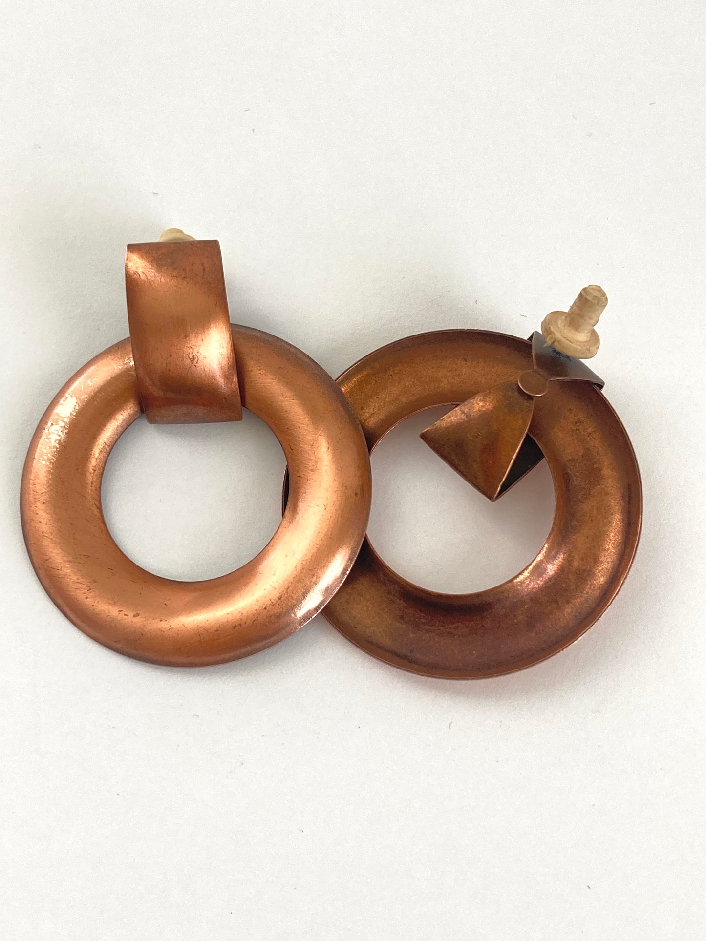 Copper Chunky Dangle Hoop Earrings