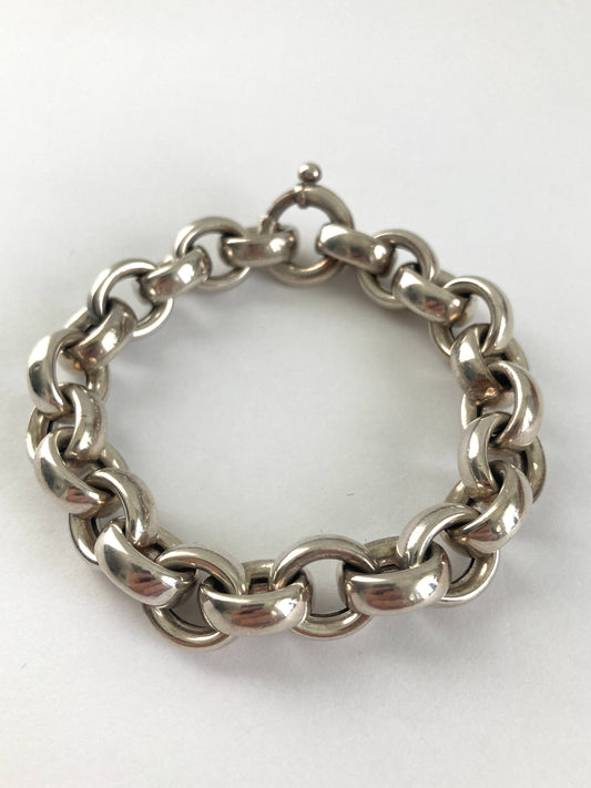 Chunky Rolo Chain Bracelet in Silver-tone Metal