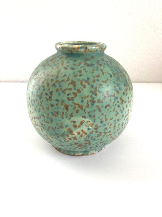Mid Century Speckled Art Pottery Ball Bud Vase