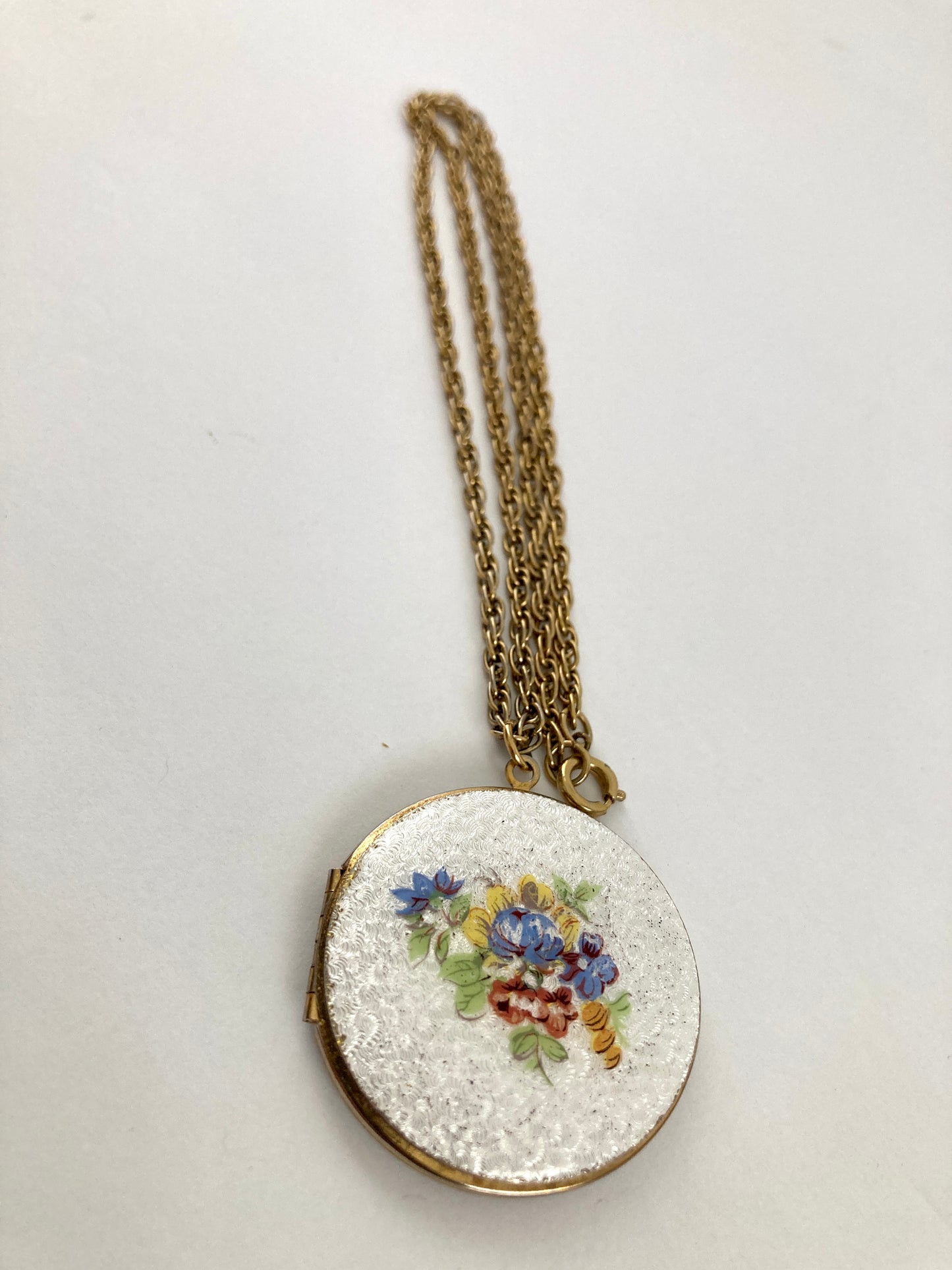 1960s Guilloche Locket with Flowers