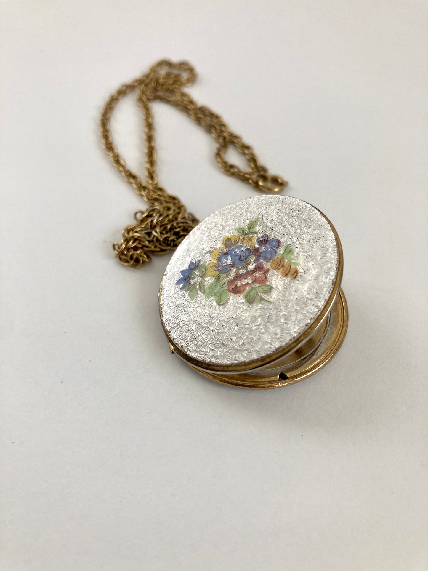 1960s Guilloche Locket with Flowers