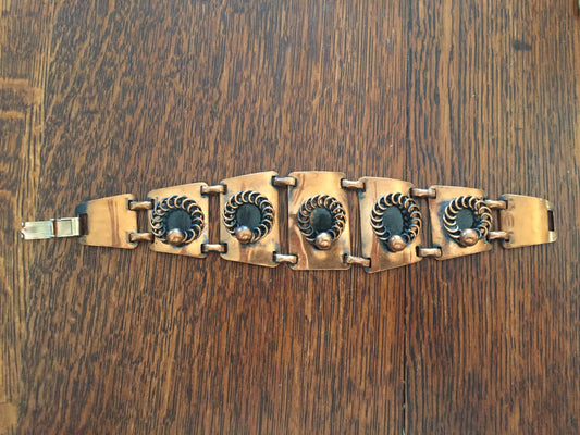 Modernist Copper Coil Link Bracelet Vintage