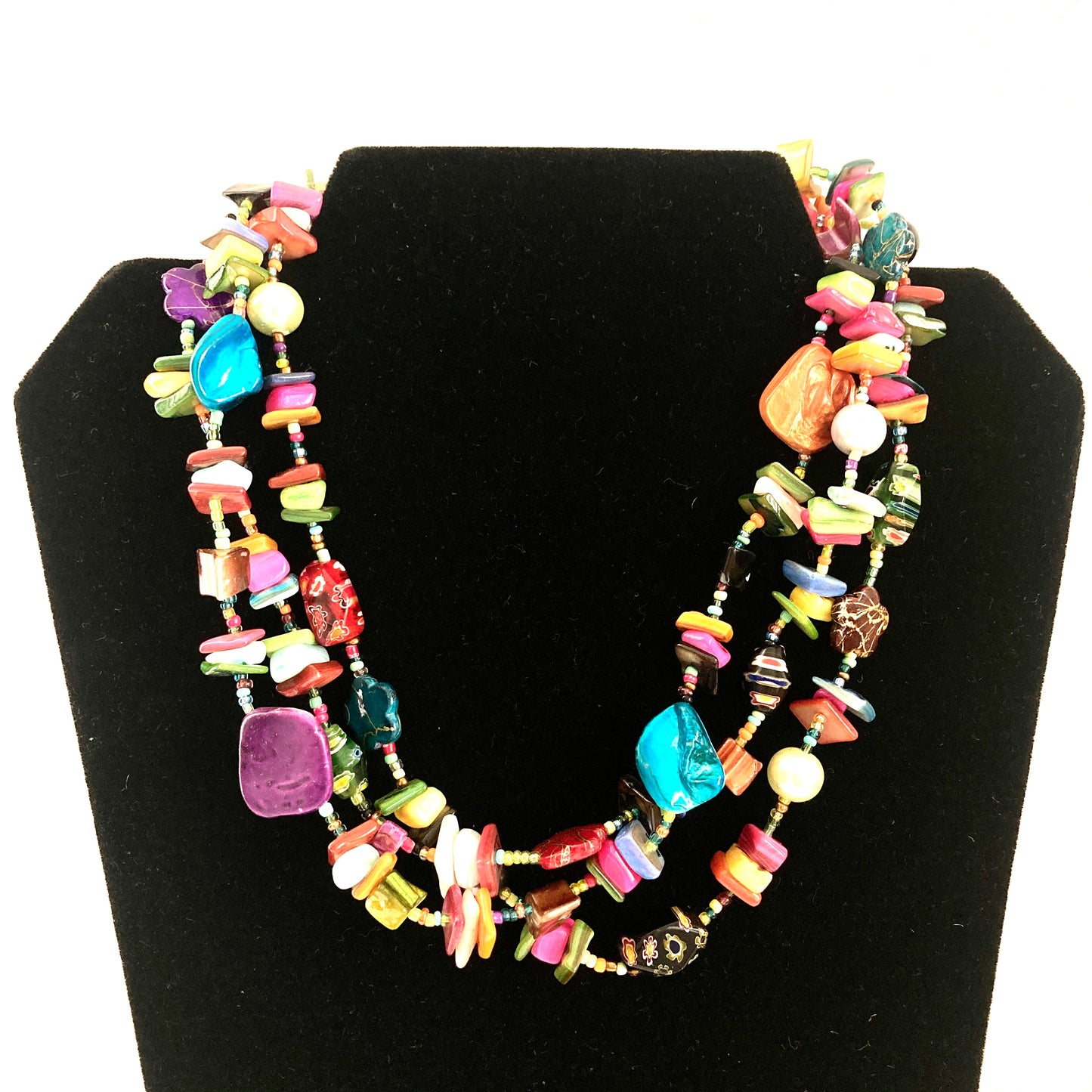 Multi Color Mixed Media Necklace