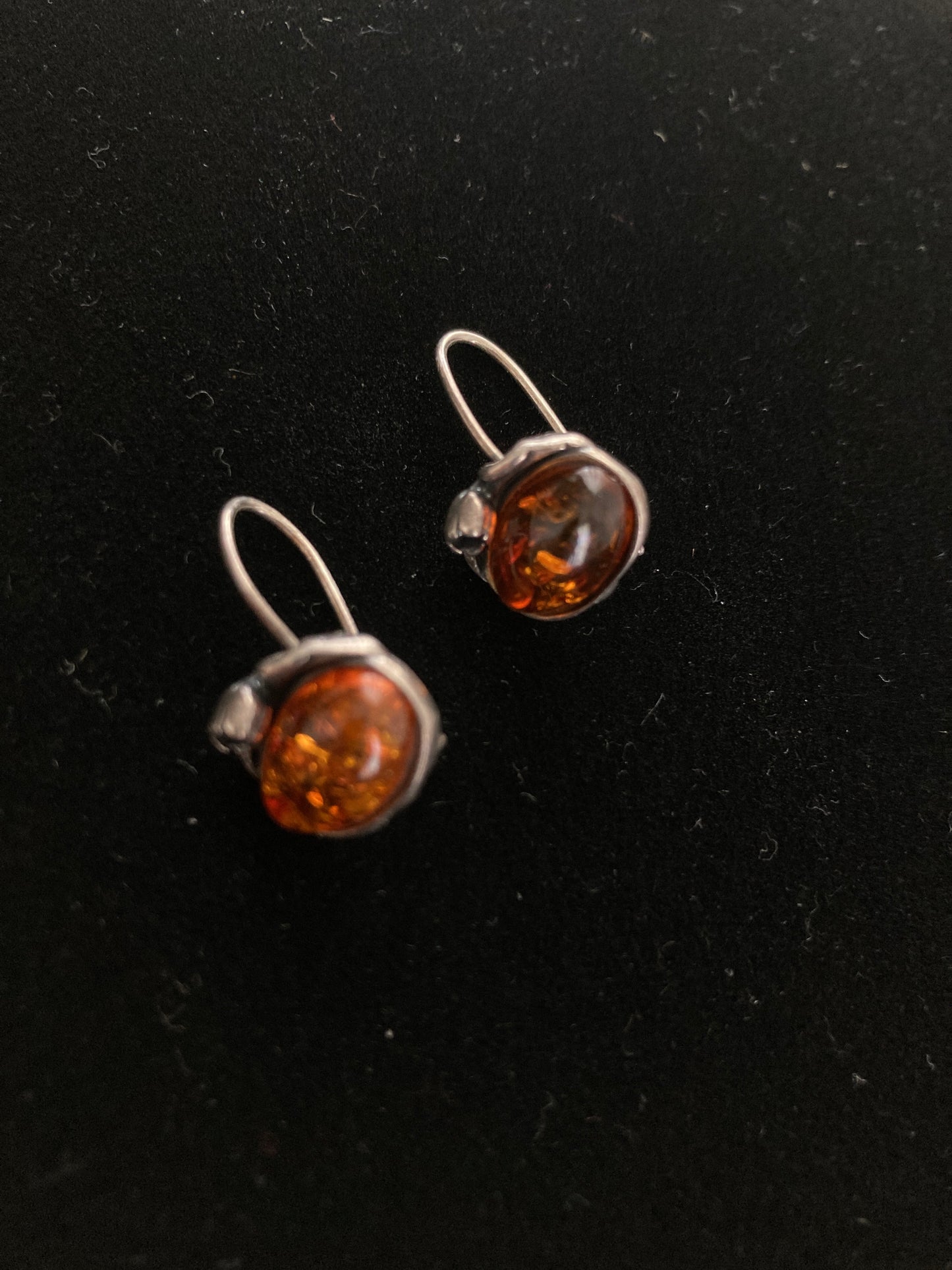 Small Amber and Silver Earrings