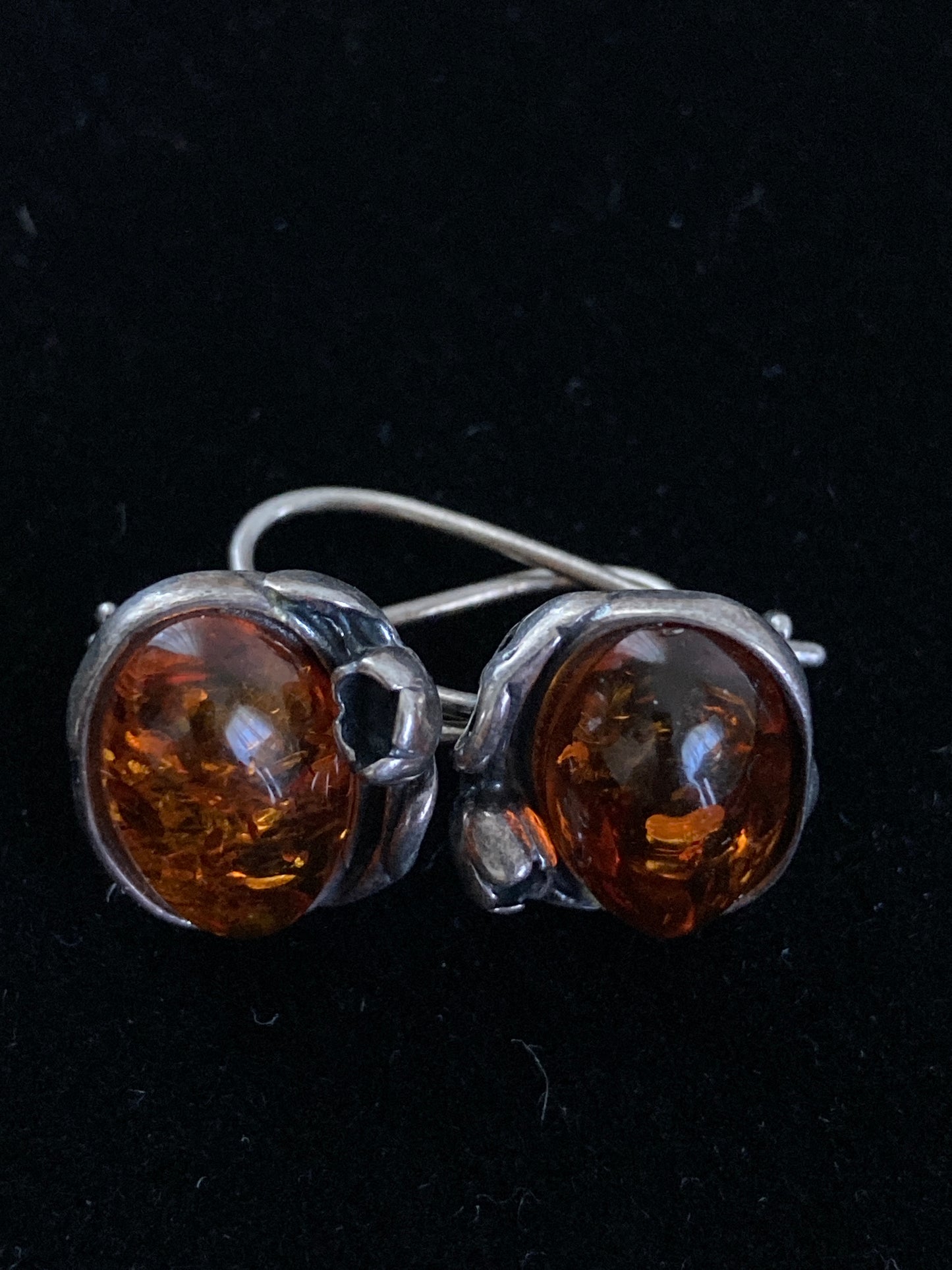 Small Amber and Silver Earrings