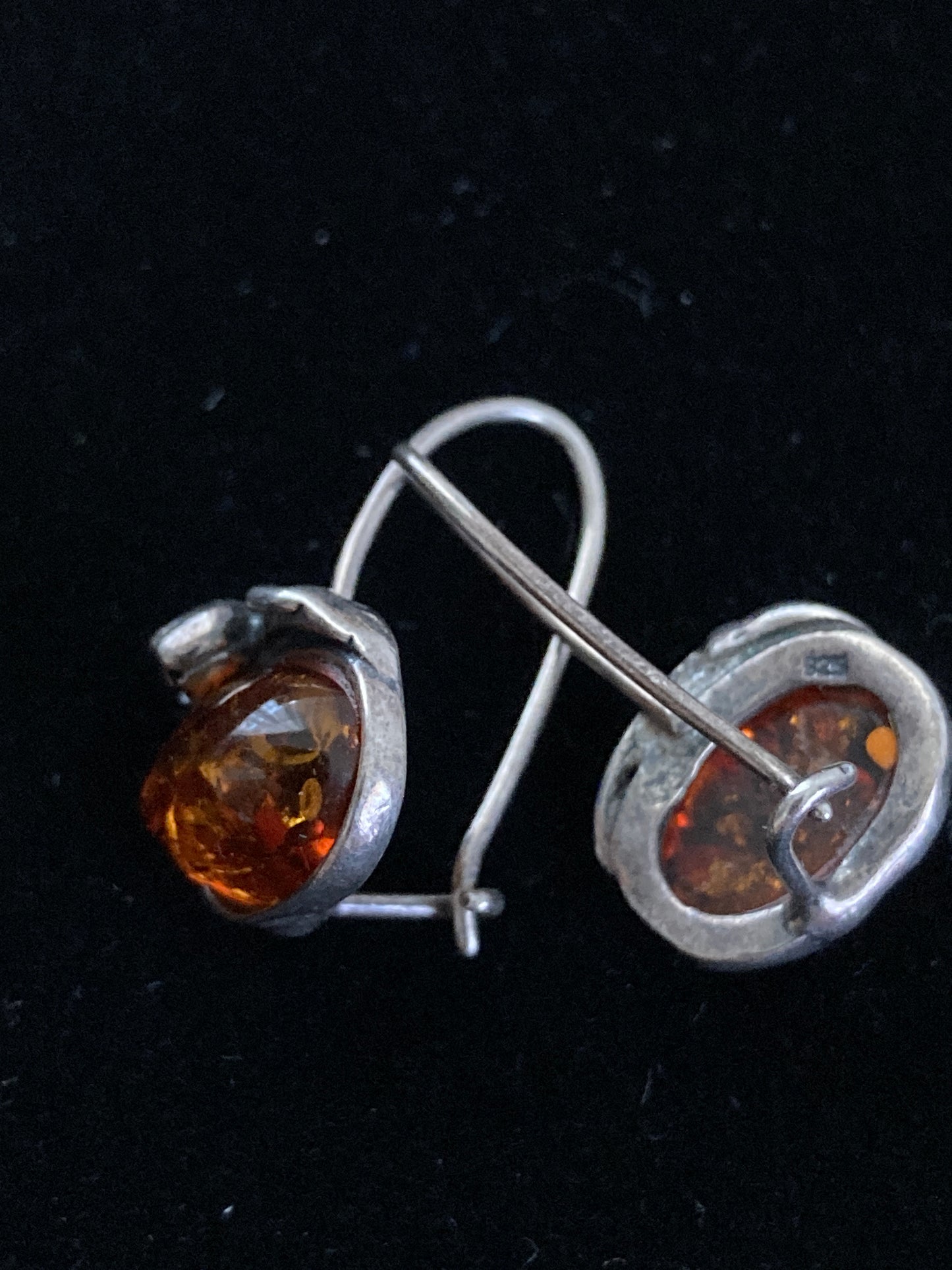 Small Amber and Silver Earrings