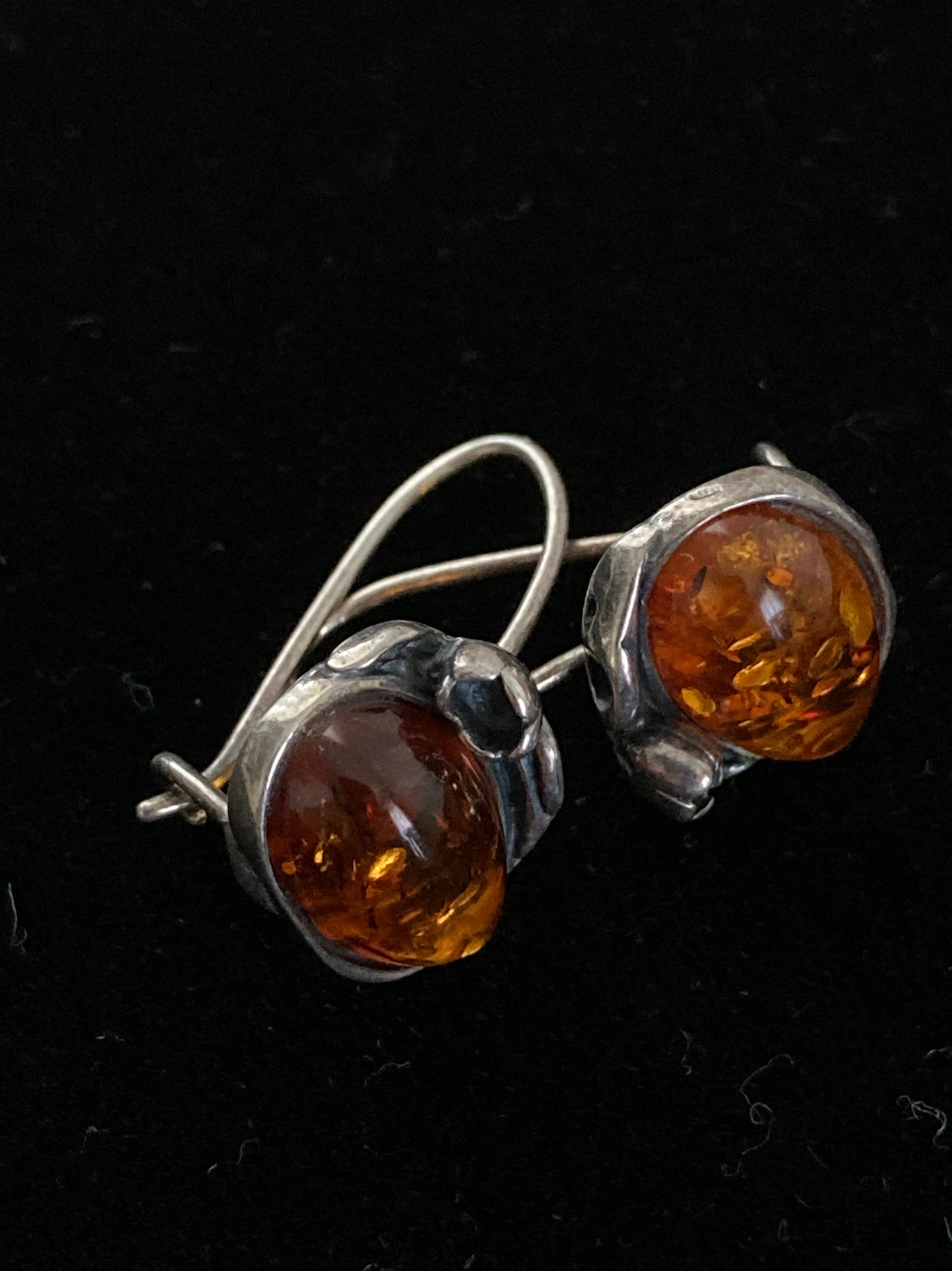 Small Amber and Silver Earrings