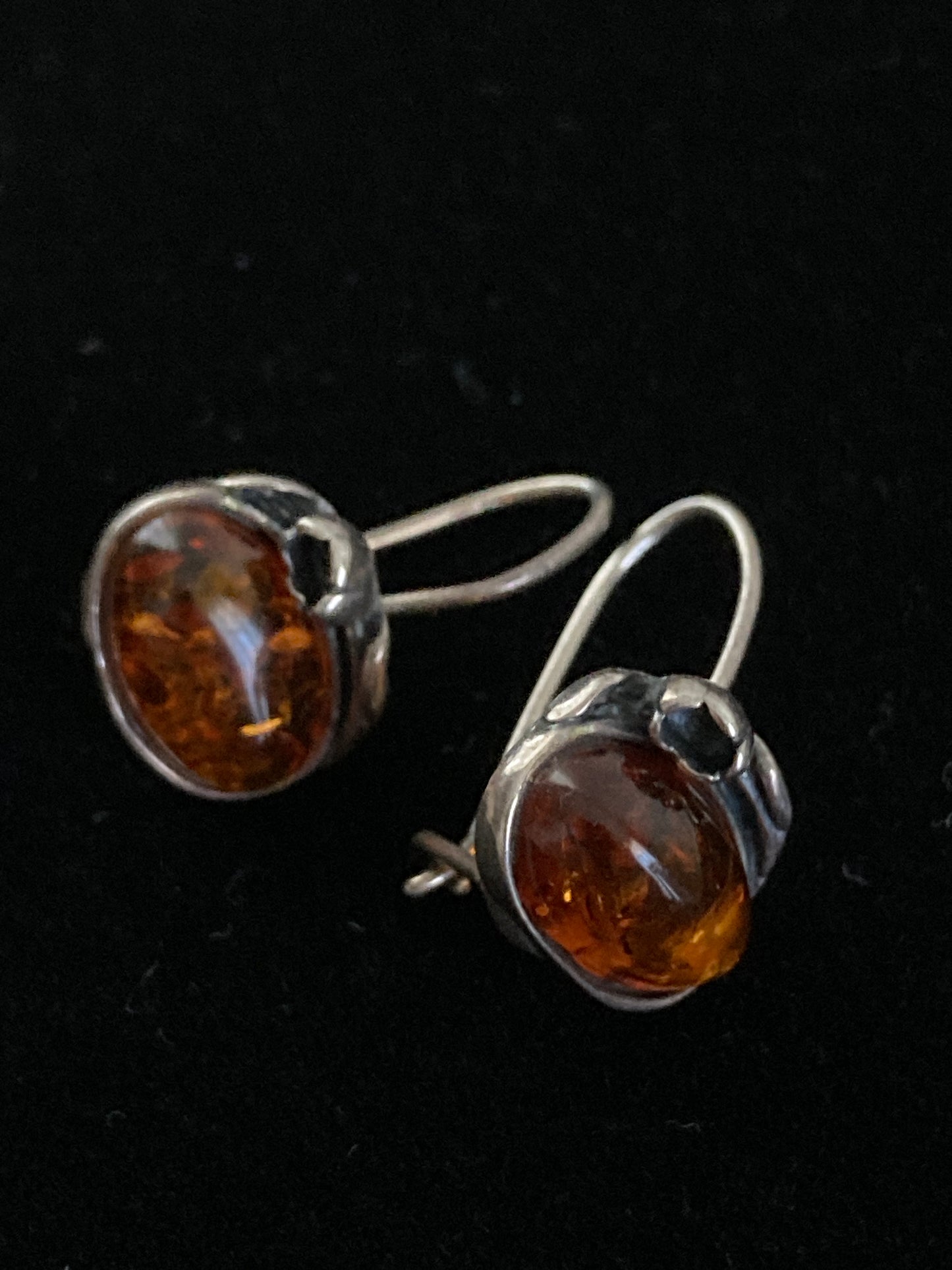 Small Amber and Silver Earrings