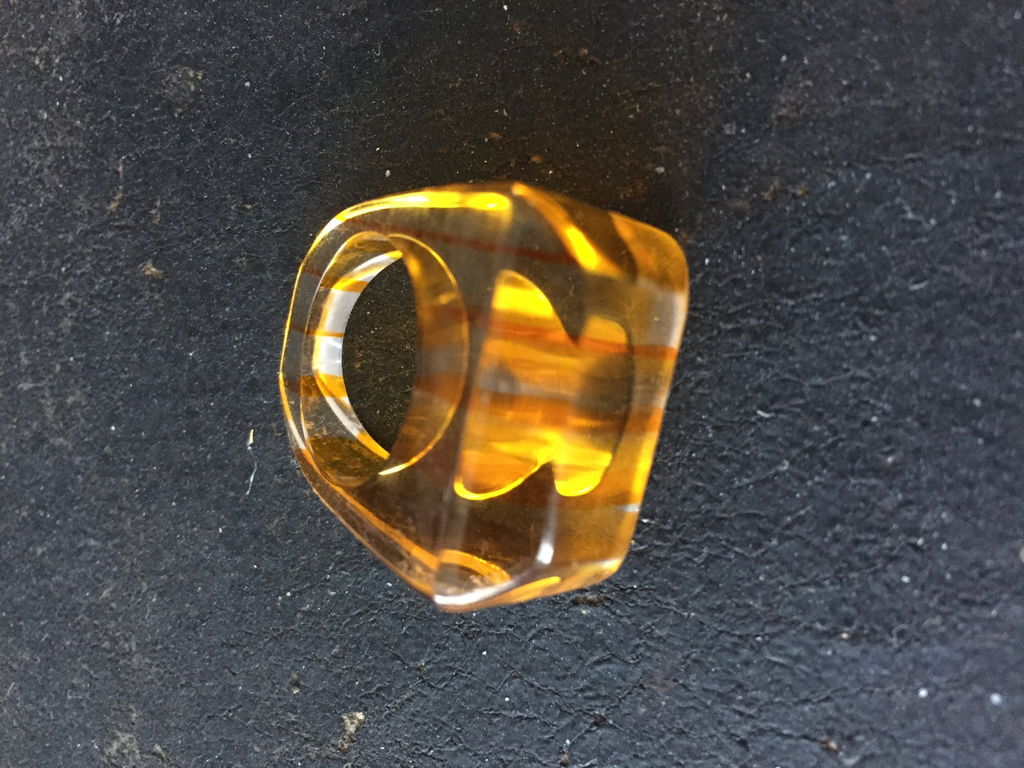Orange Lucite Ring Vintage size 7 1/2