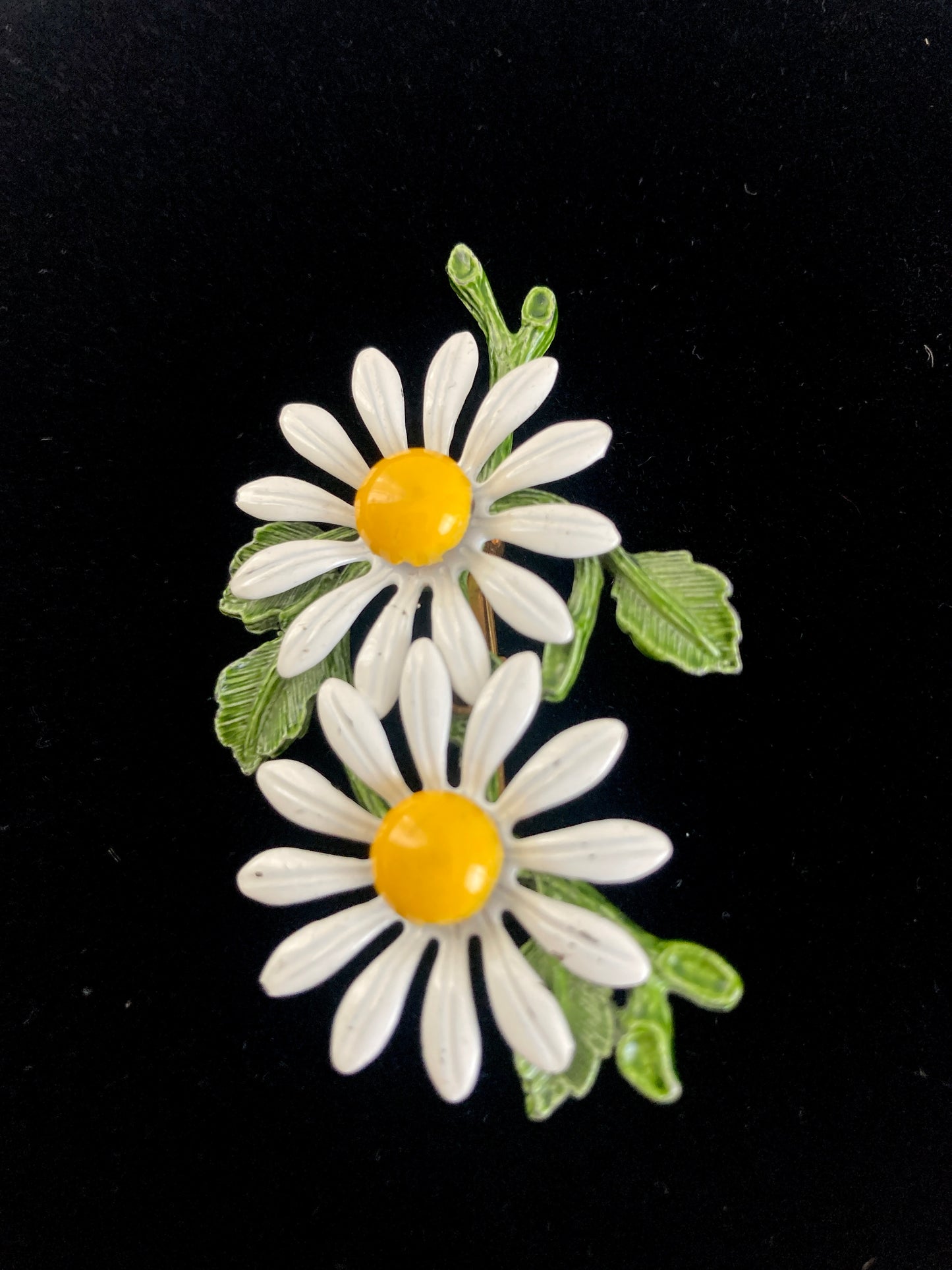 1960s Double Daisy Enamel Brooch