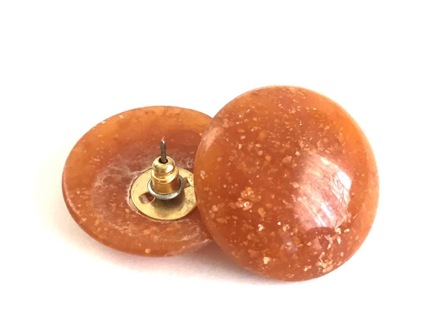 Speckled Caramel Button Earrings