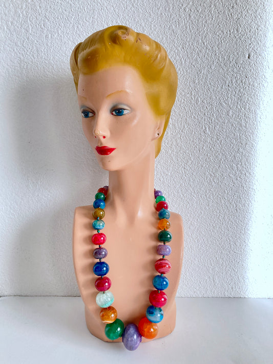 LUC Multi-color Agate Statement Necklace