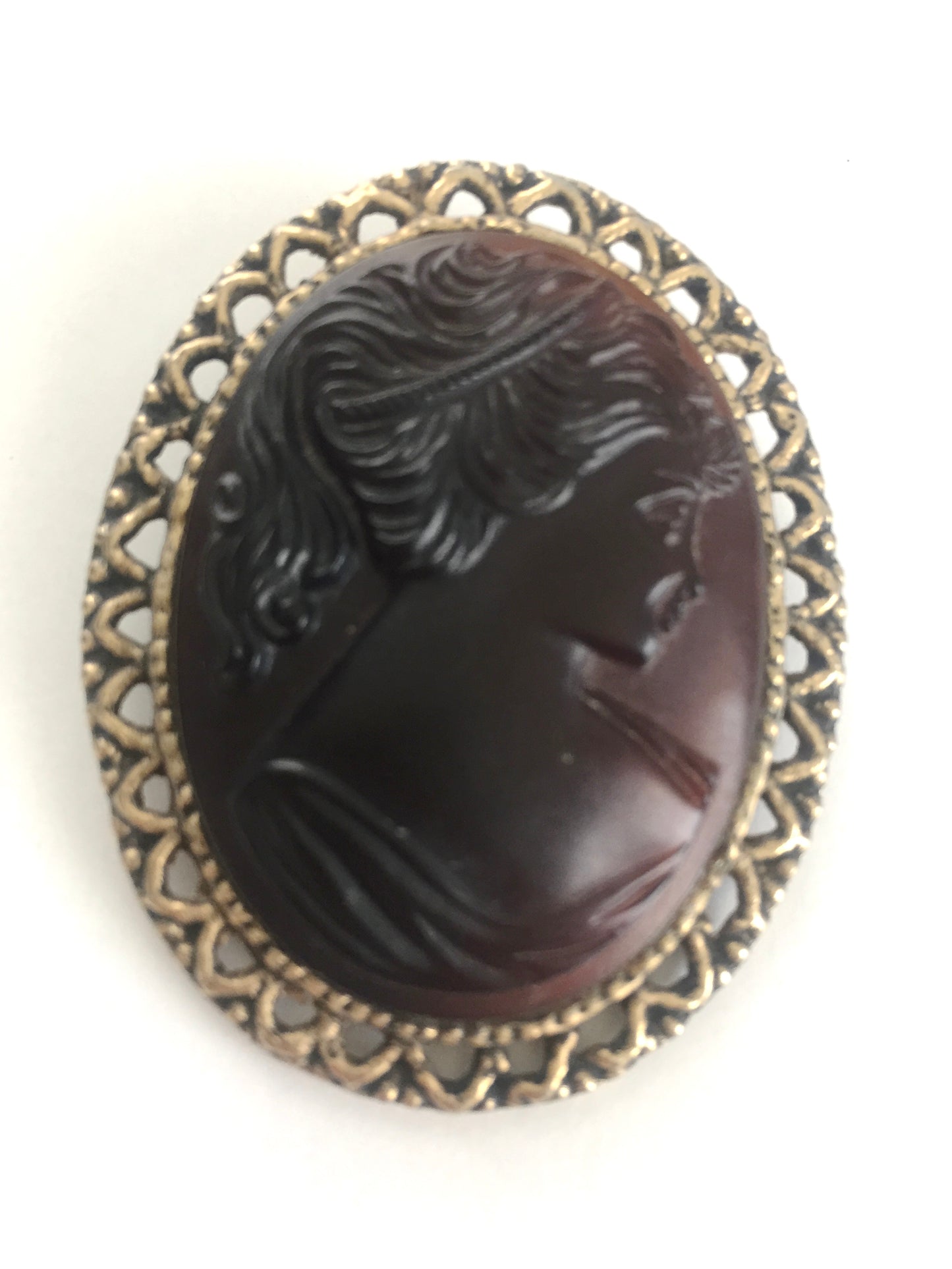 Vintage Glass Cameo Brooch