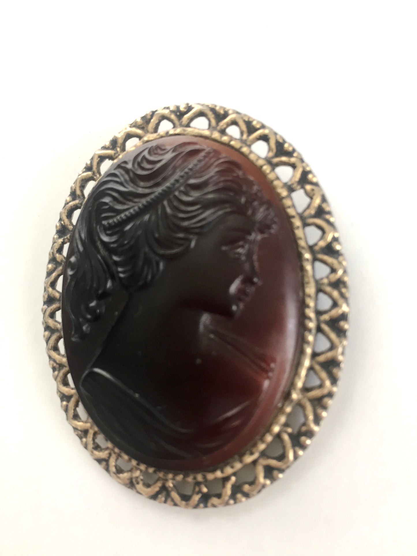 Vintage Glass Cameo Brooch