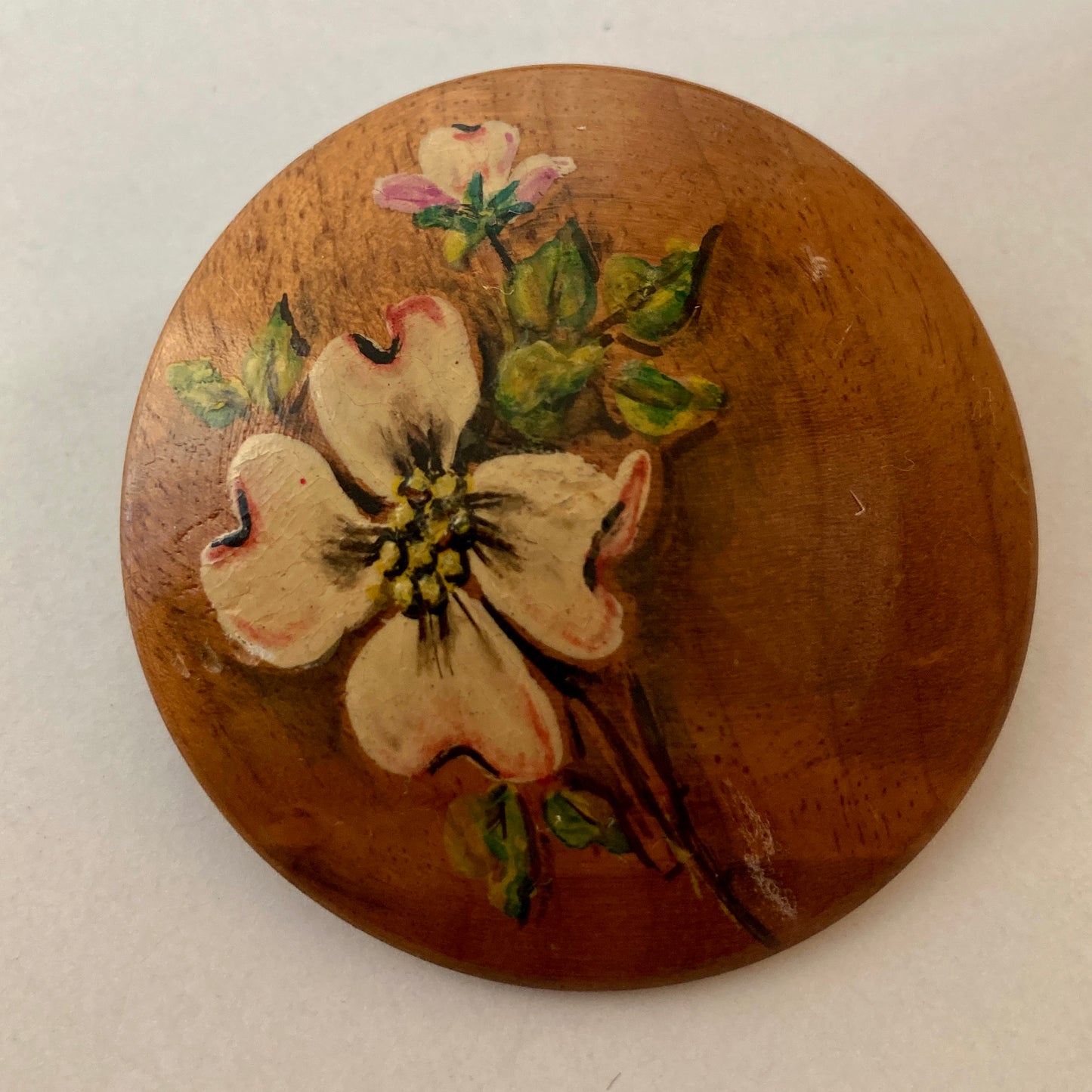 Hand Painted Myrtlewood Brooch