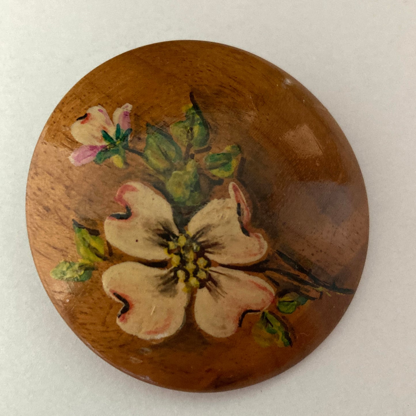 Hand Painted Myrtlewood Brooch