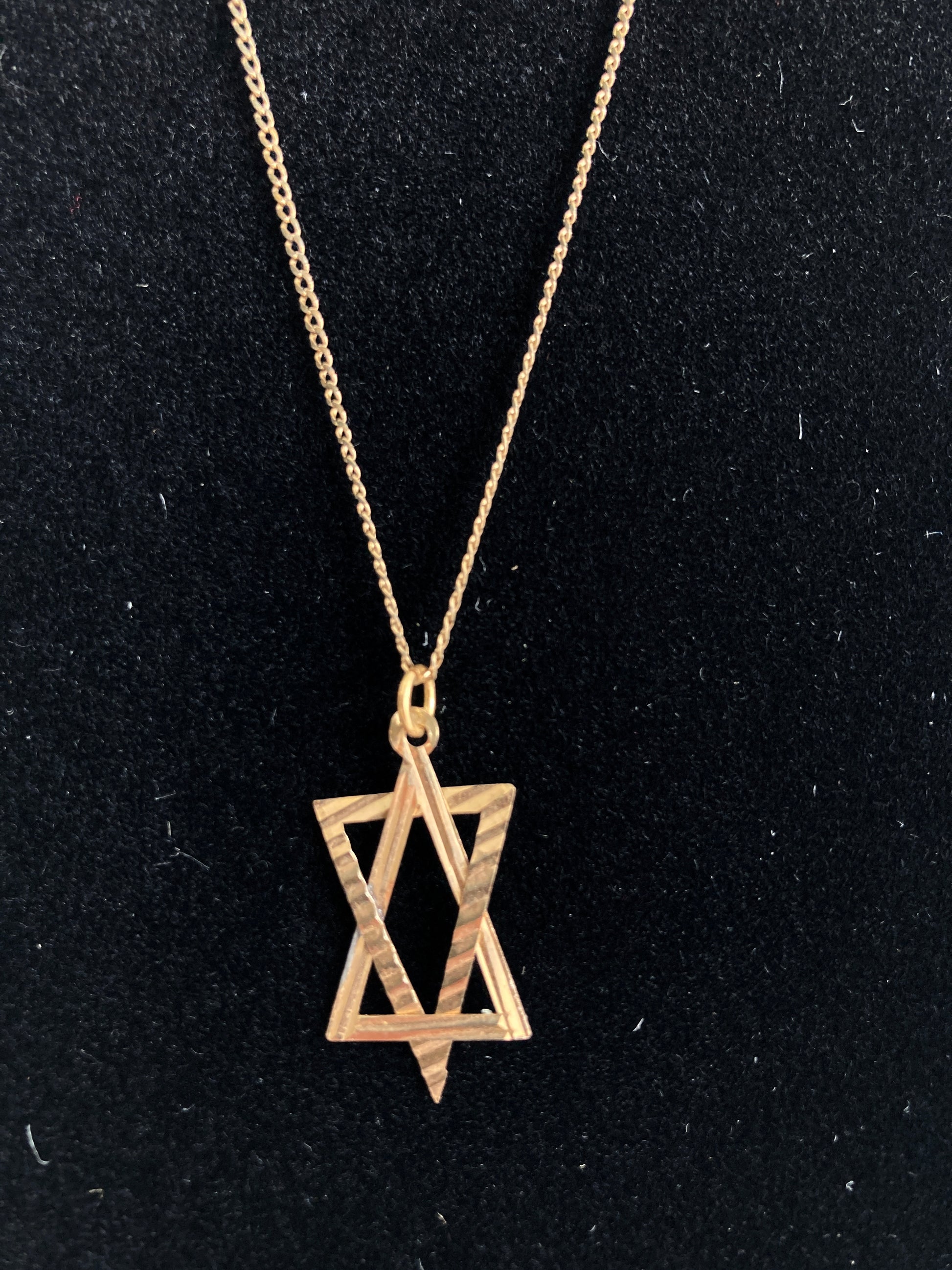 Gold Textured Star of David Pendant Necklace