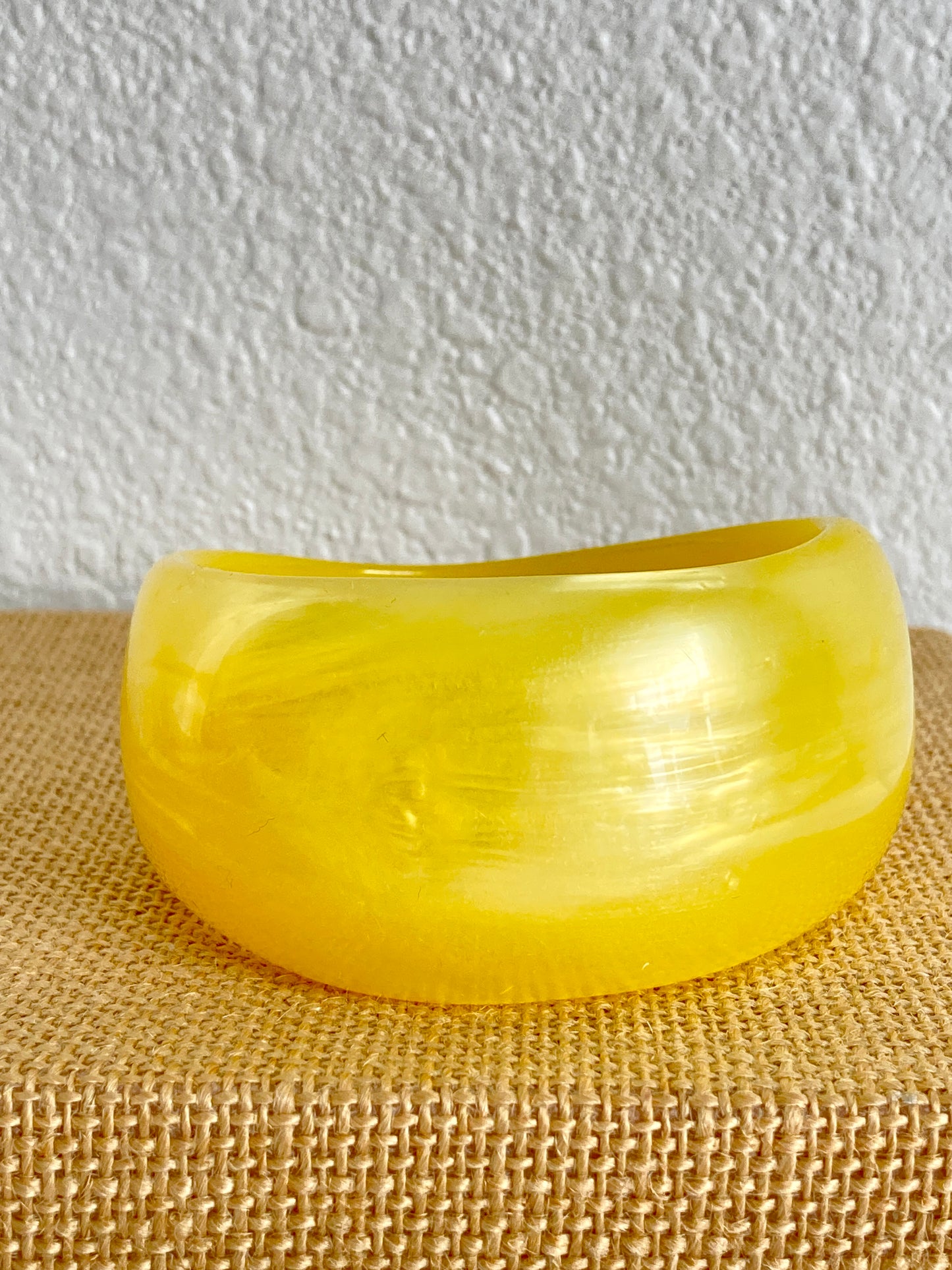 Chunky Lemon Yellow Swirl Asymmetrical Bangle
