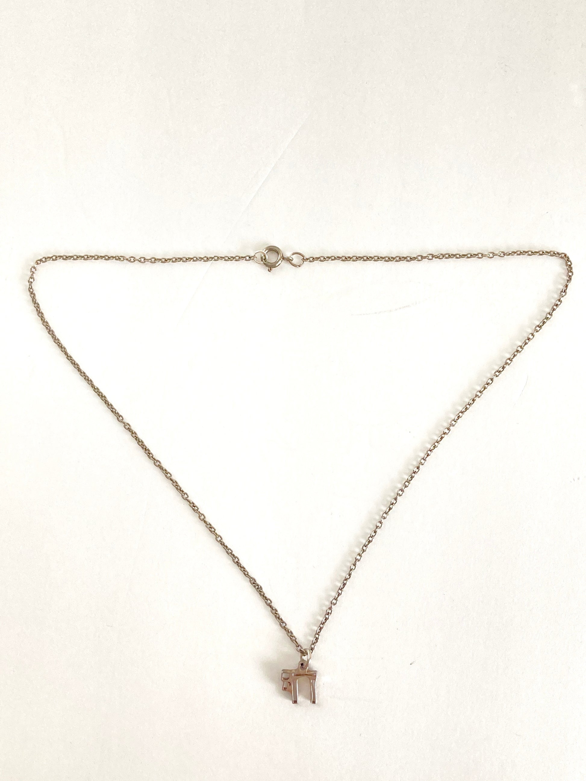 Tiny Silver Jewish Chai Pendant on Chain Childs Size