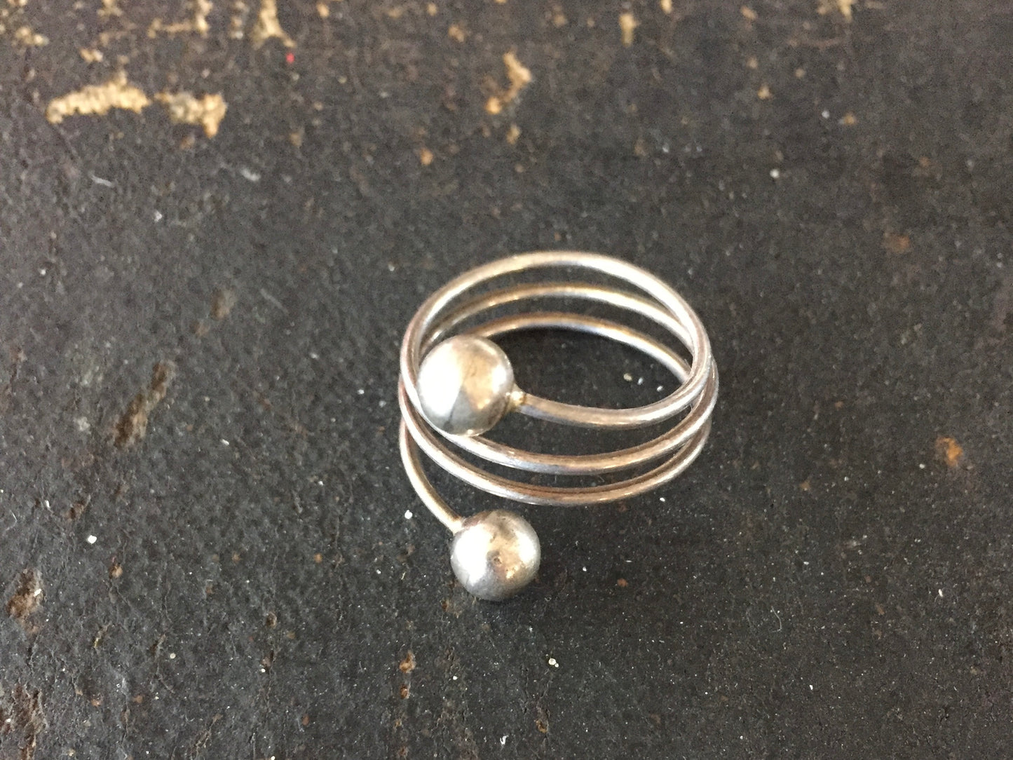 Sterling Silver Coiled Wire Ball End Ring