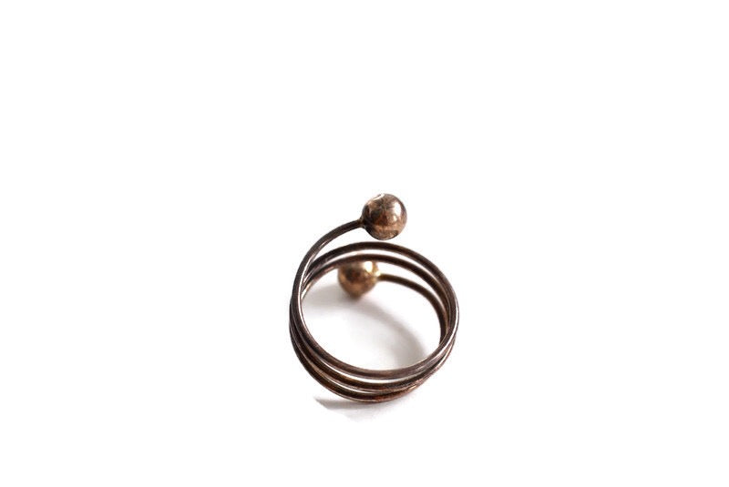 Sterling Silver Coiled Wire Ball End Ring