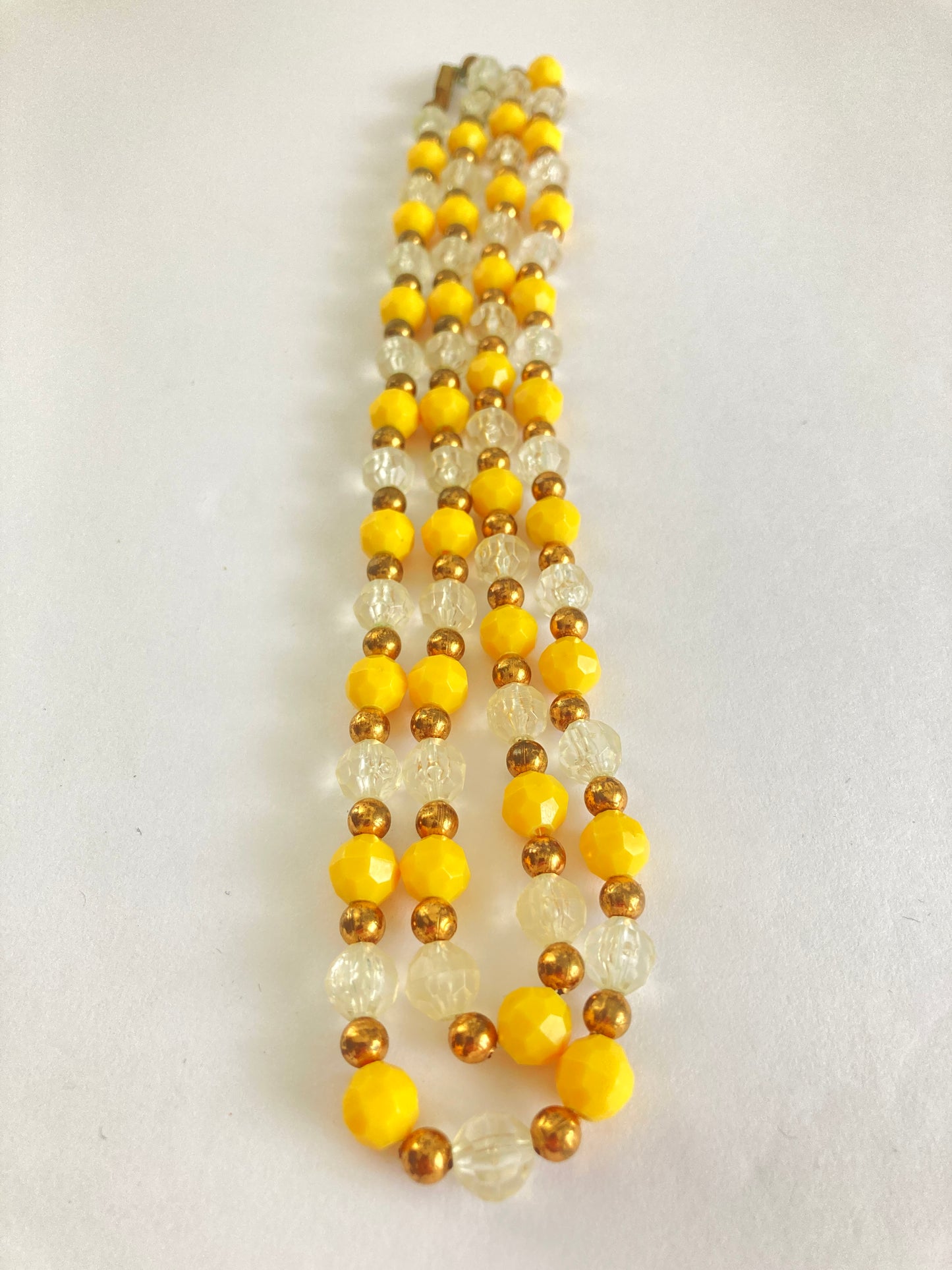 Vintage 36" Plastic and Brass Beaded Necklace