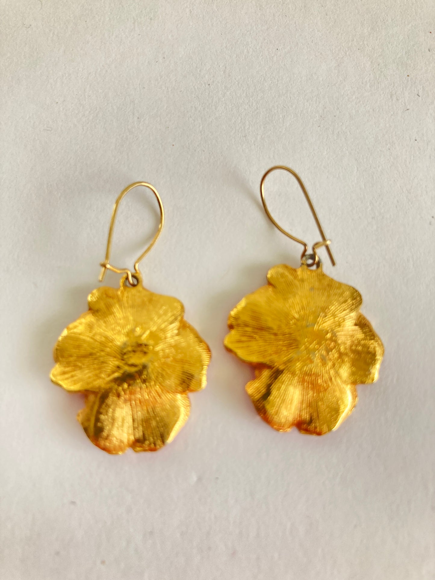 Red and Yellow Pansy Earrings With Pearl Centers