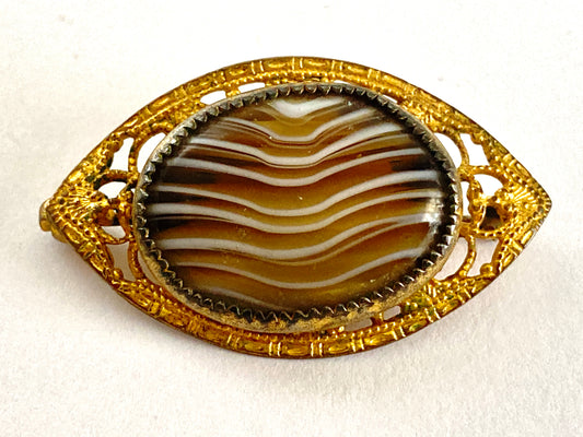 Antique Banded Agate Pin/Brooch