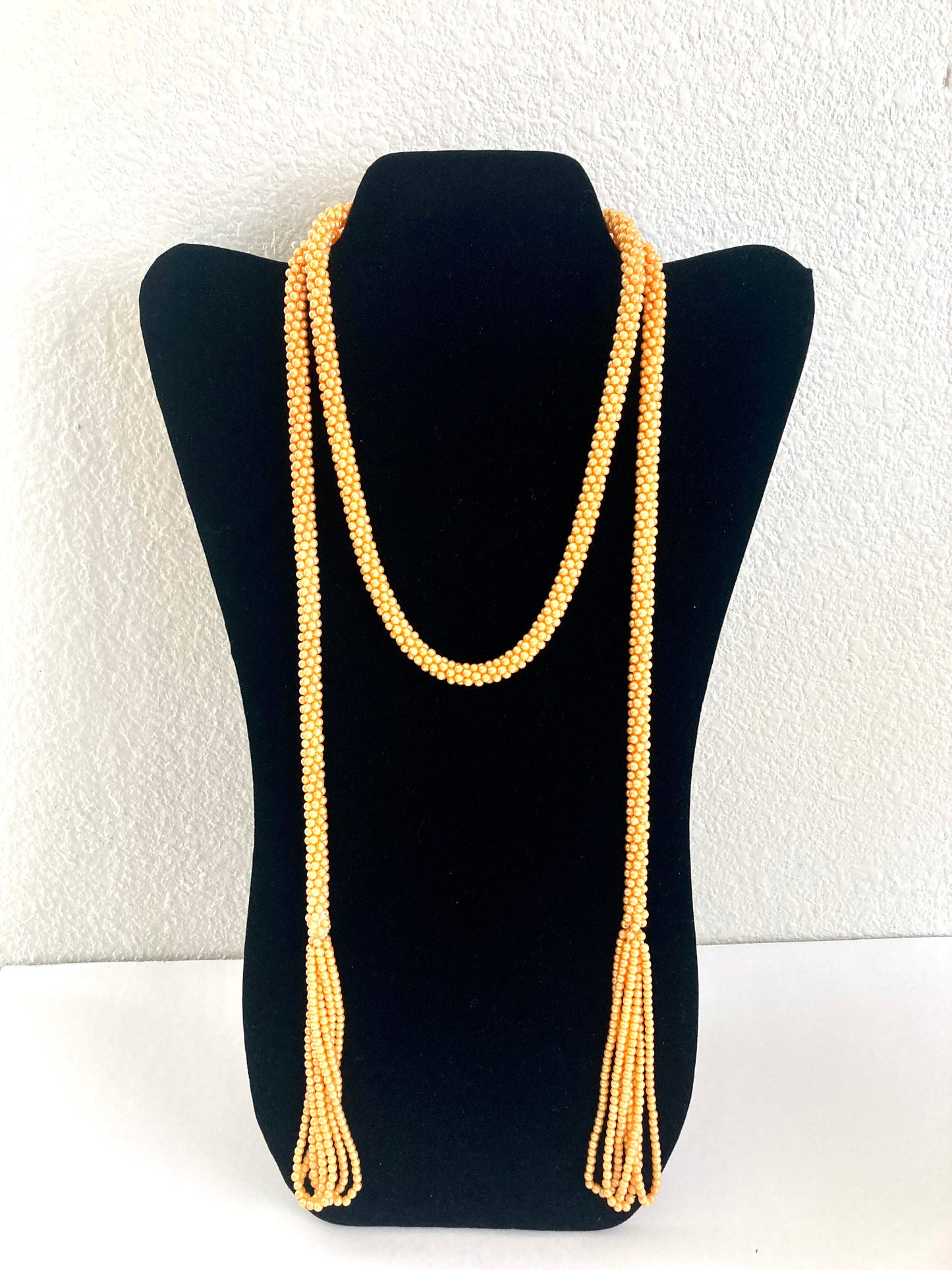 Peach Seed Bead Sautoir Flapper Necklace