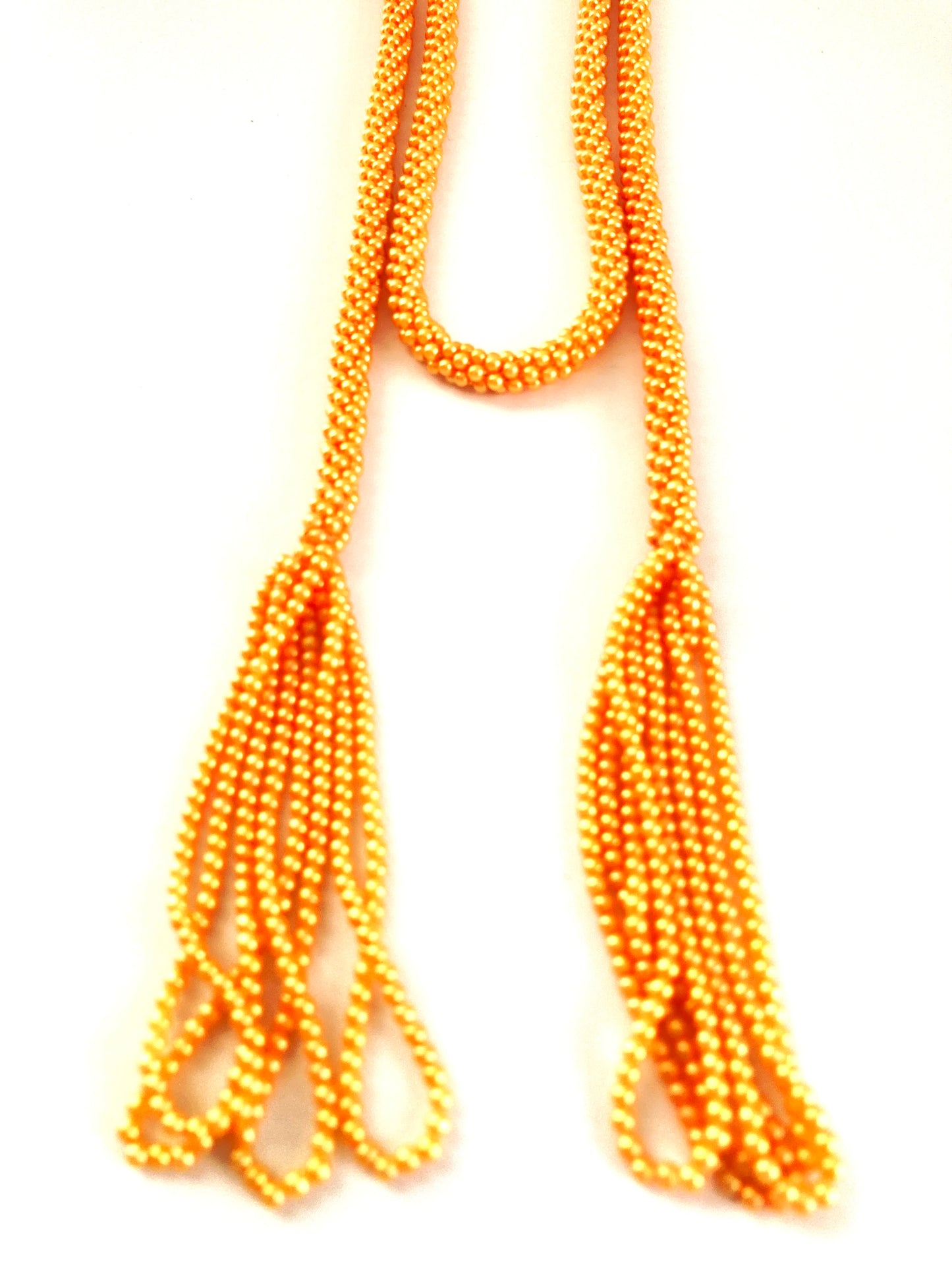 Peach Seed Bead Sautoir Flapper Necklace