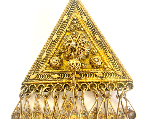 Silver triangle filigree brooch/pendant made in Israel
