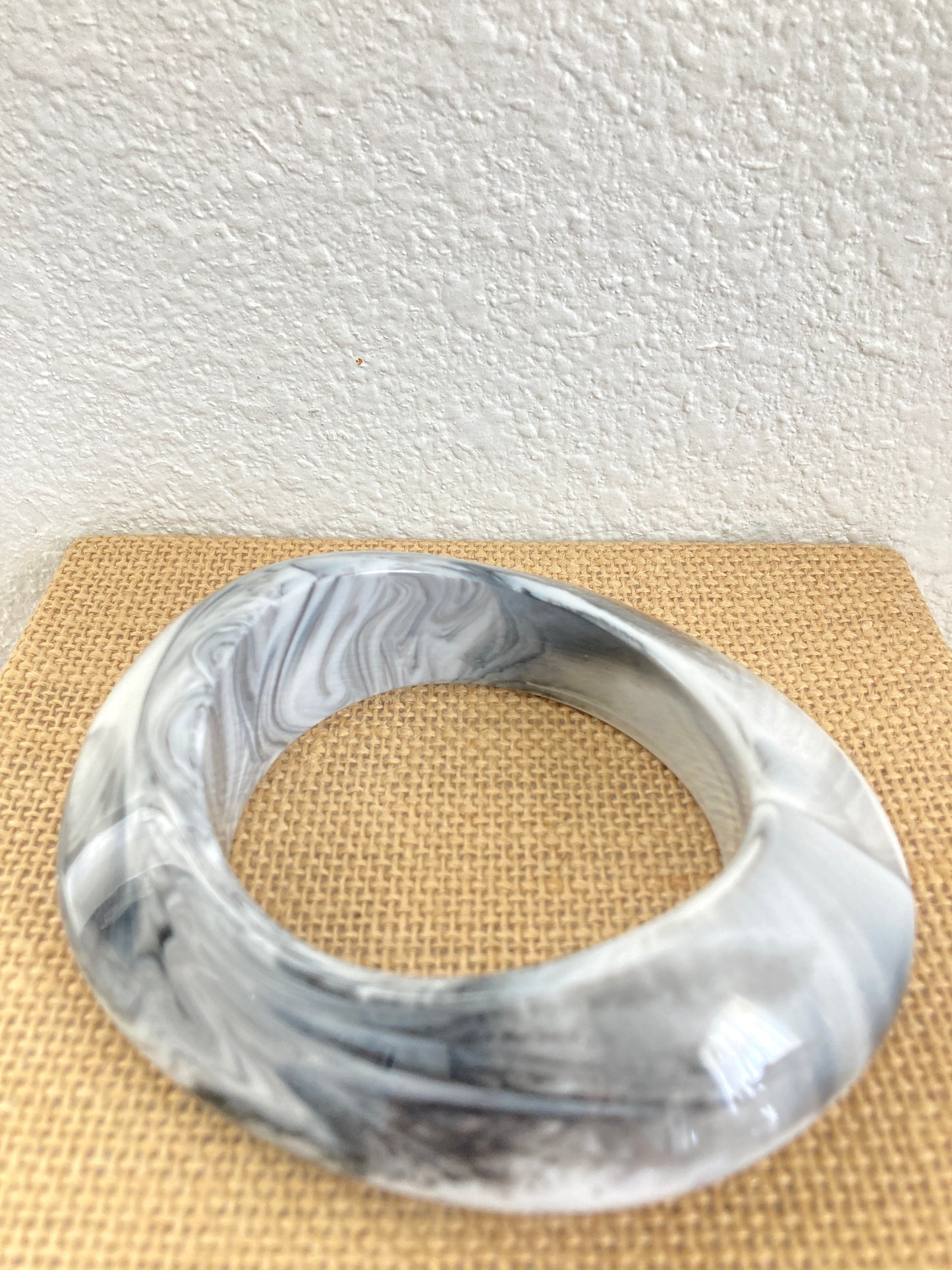 Black and White Marbled Chunky Bangle