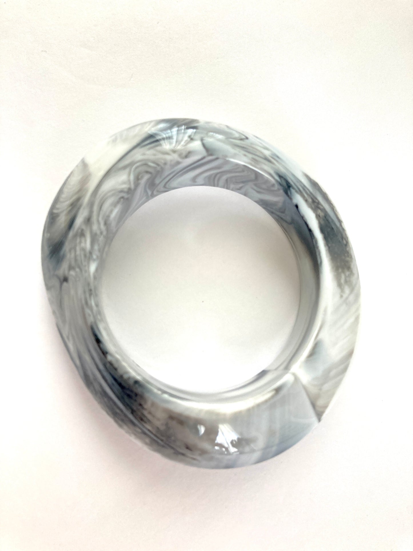 Black and White Marbled Chunky Bangle