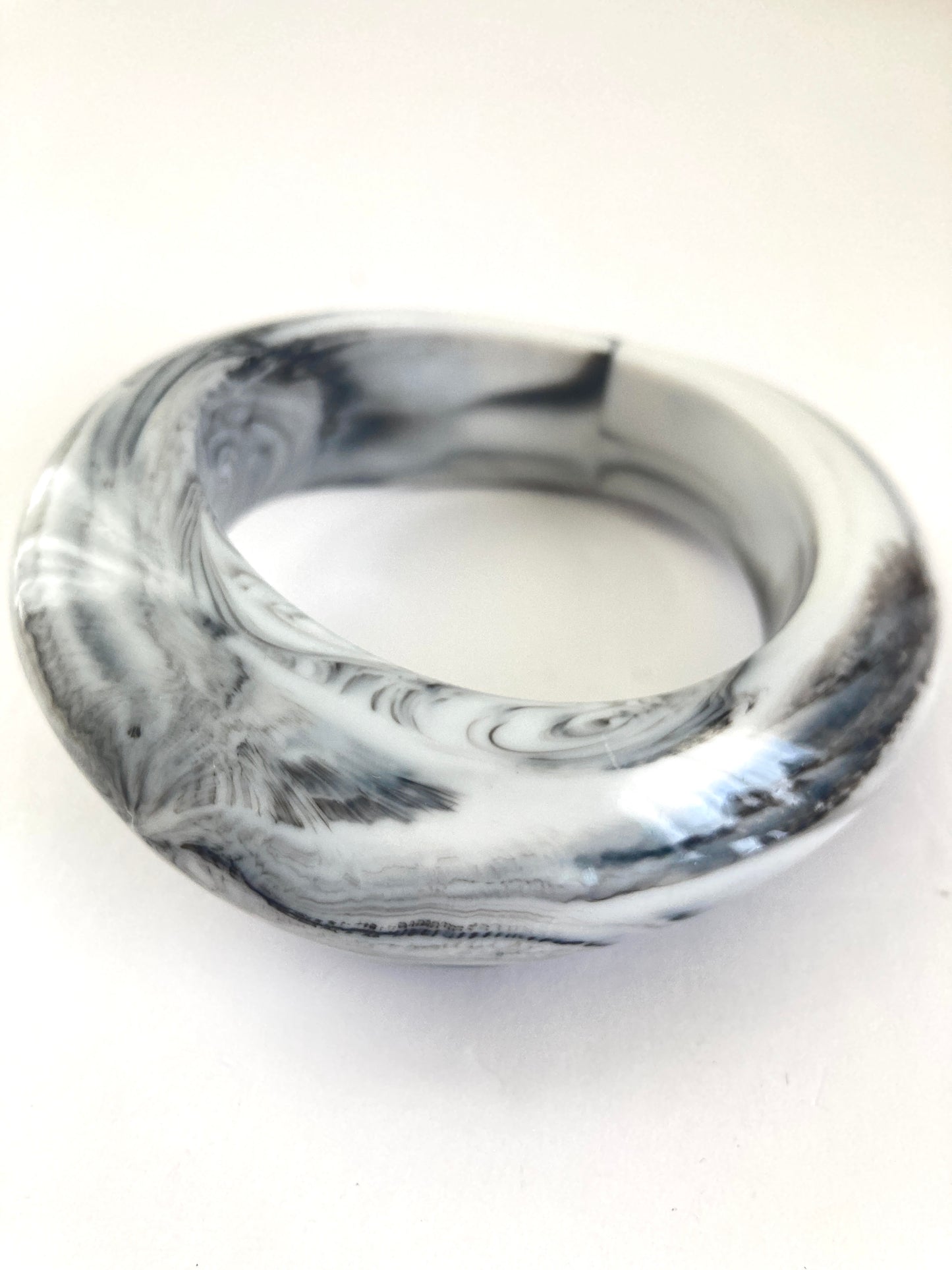 Black and White Marbled Chunky Bangle