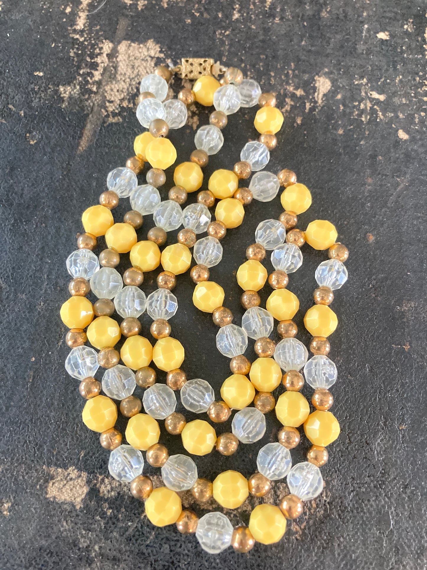 Vintage 36" Plastic and Brass Beaded Necklace