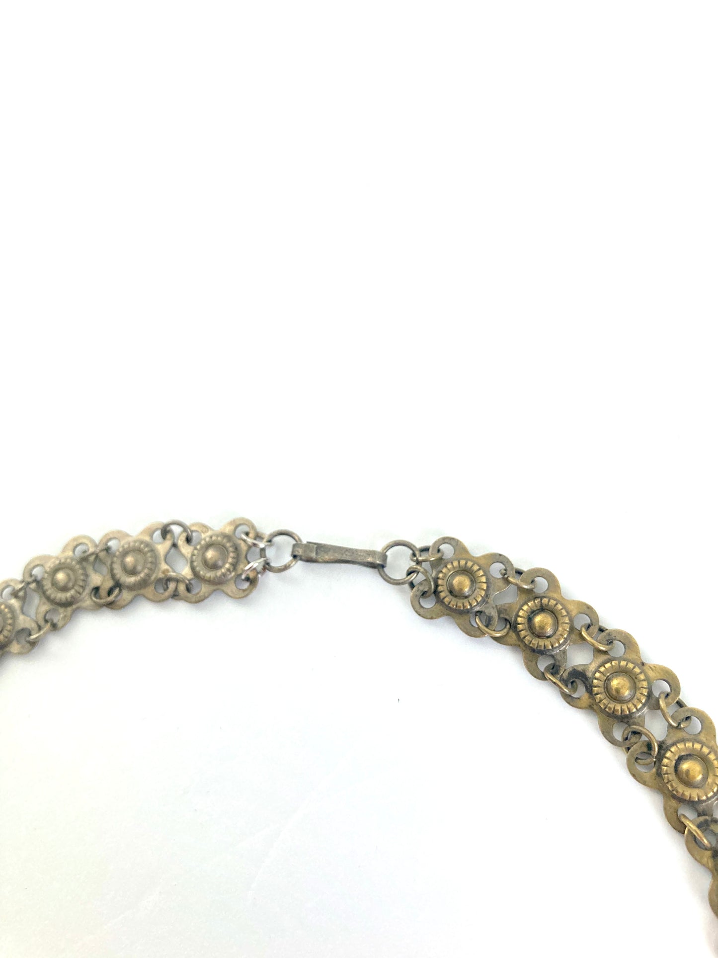 Middle Eastern Stamped Metal Bib Necklace