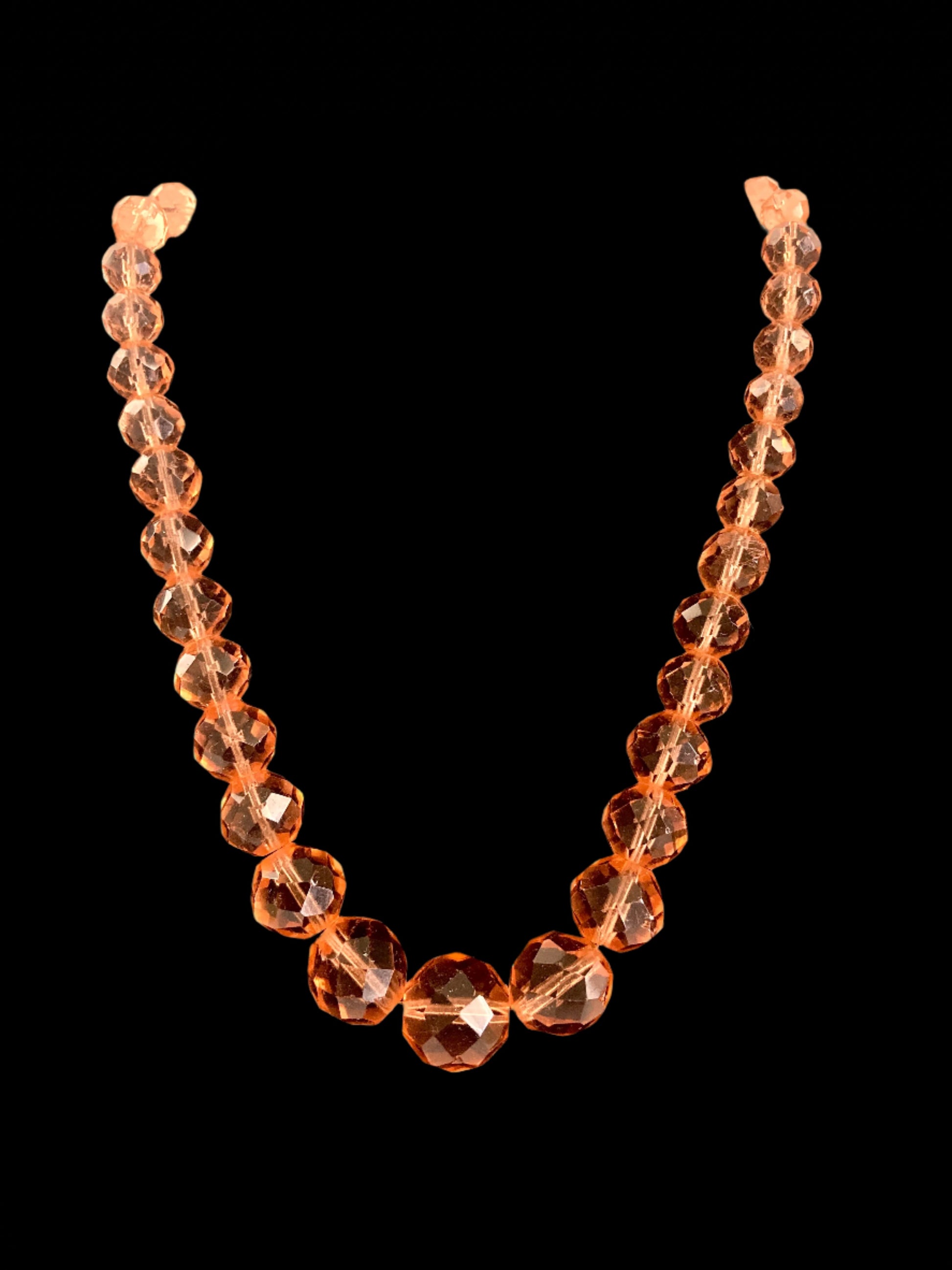 Peach Faceted Czech Glass Necklace