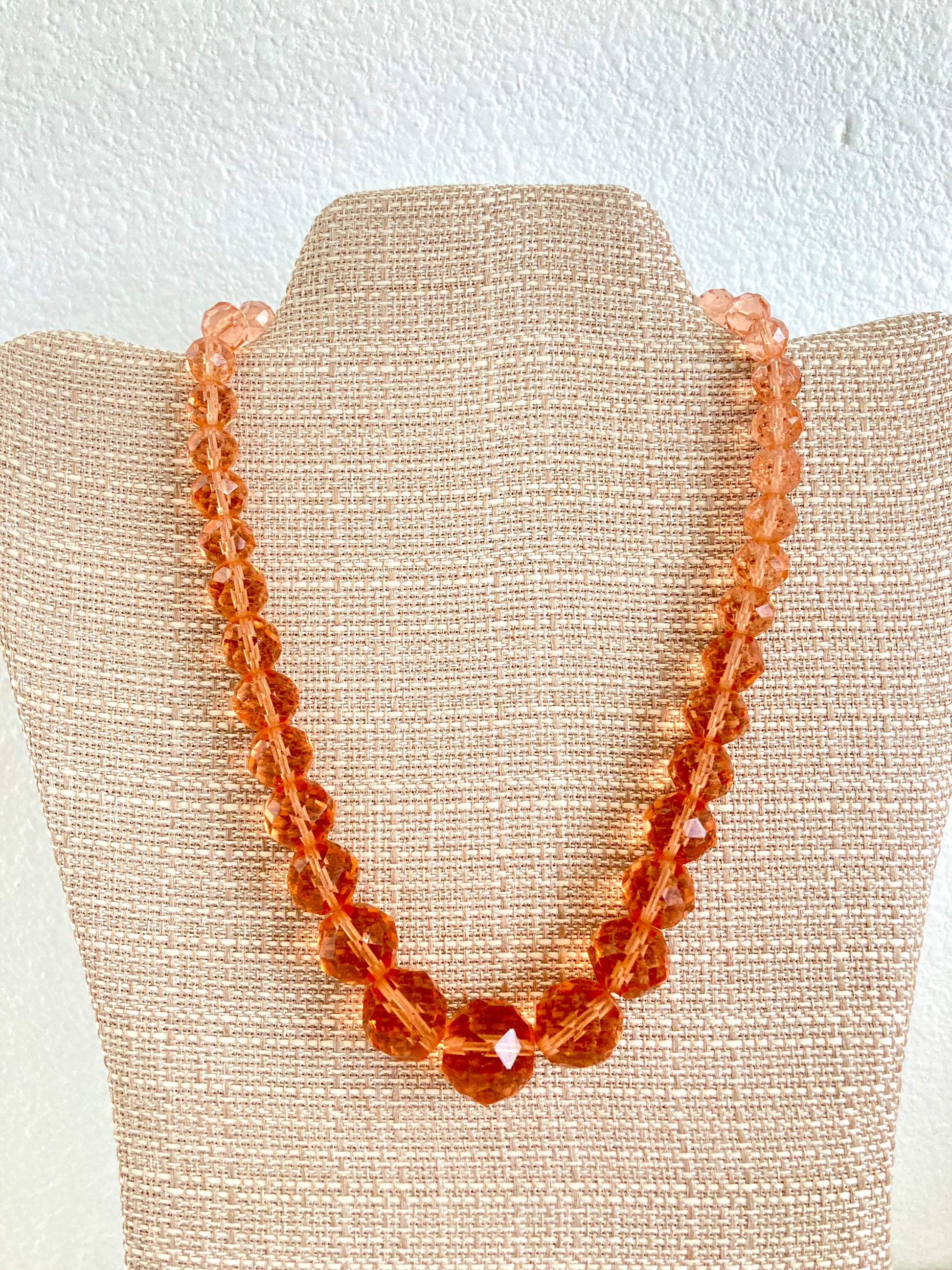 Peach Faceted Czech Glass Necklace