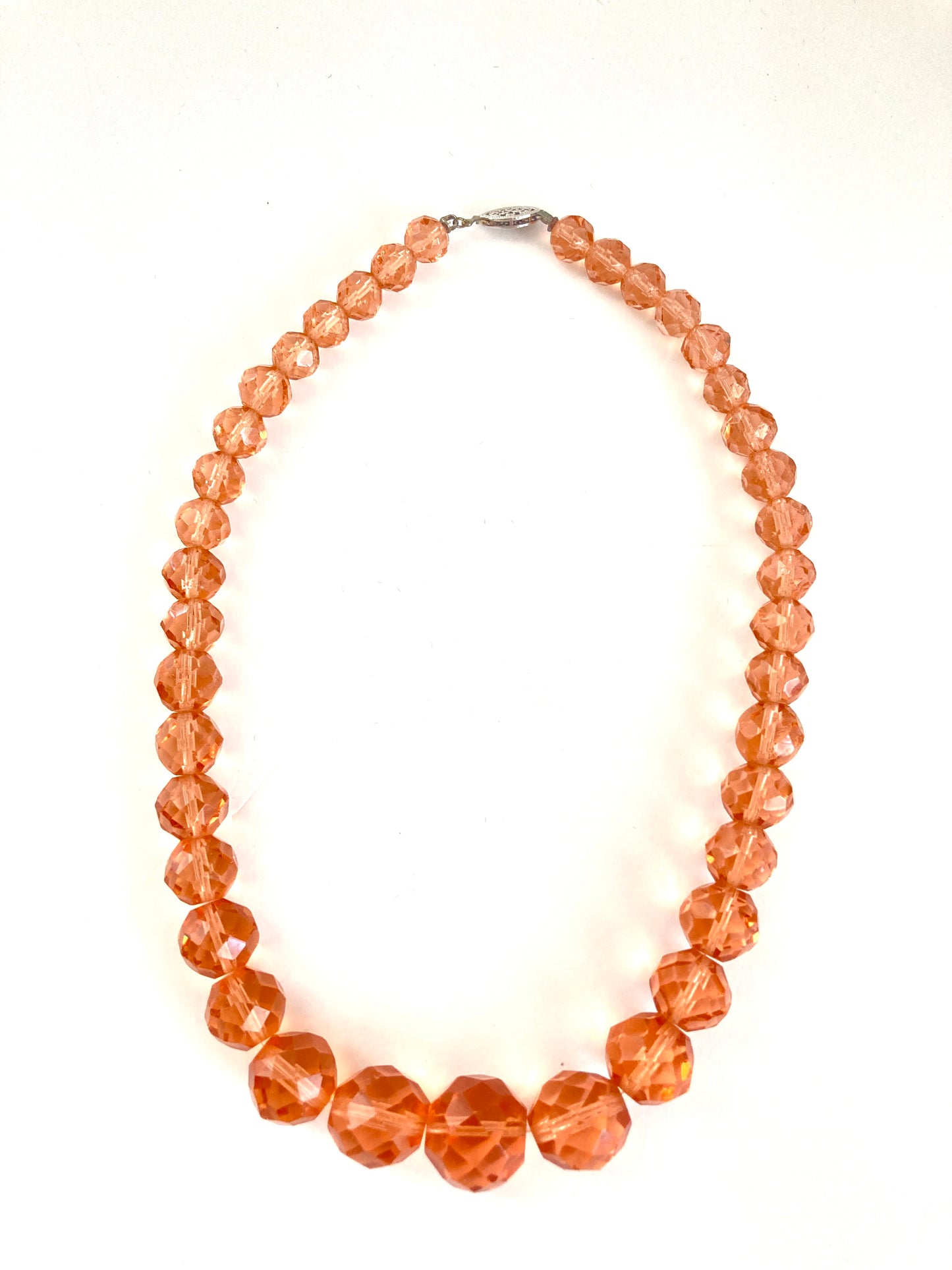 Peach Faceted Czech Glass Necklace